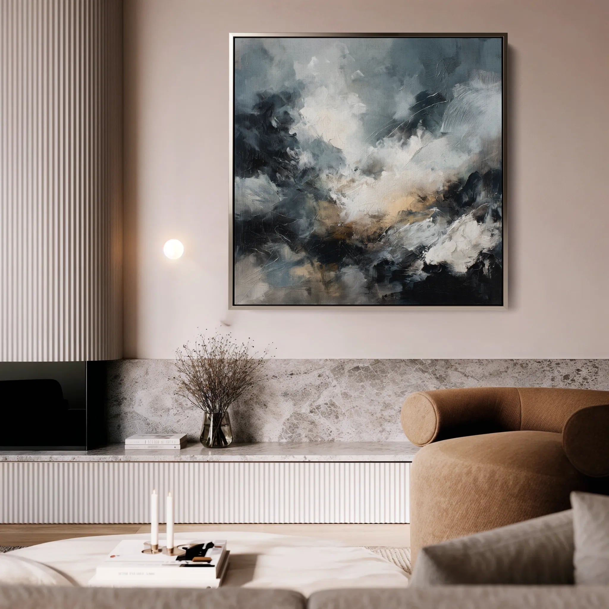 Abstract 1283 Canvas Art 16" x 16" / 40 x 40 cm / Black
