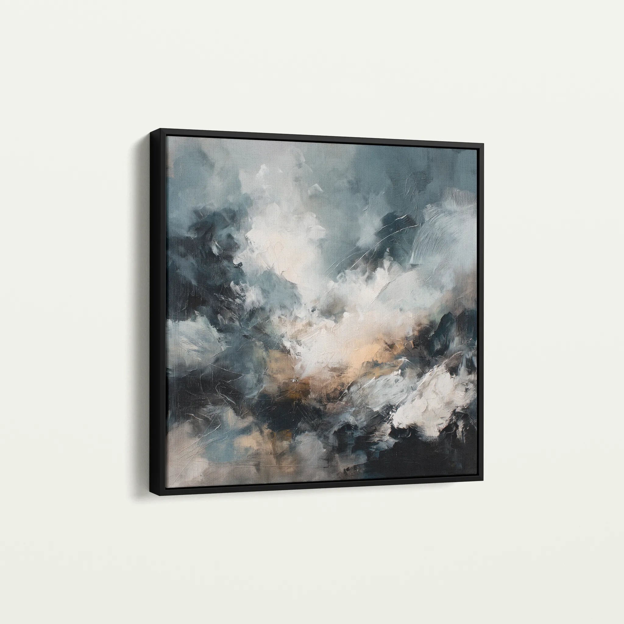 Abstract 1283 Canvas Art 16" x 16" / 40 x 40 cm / Black