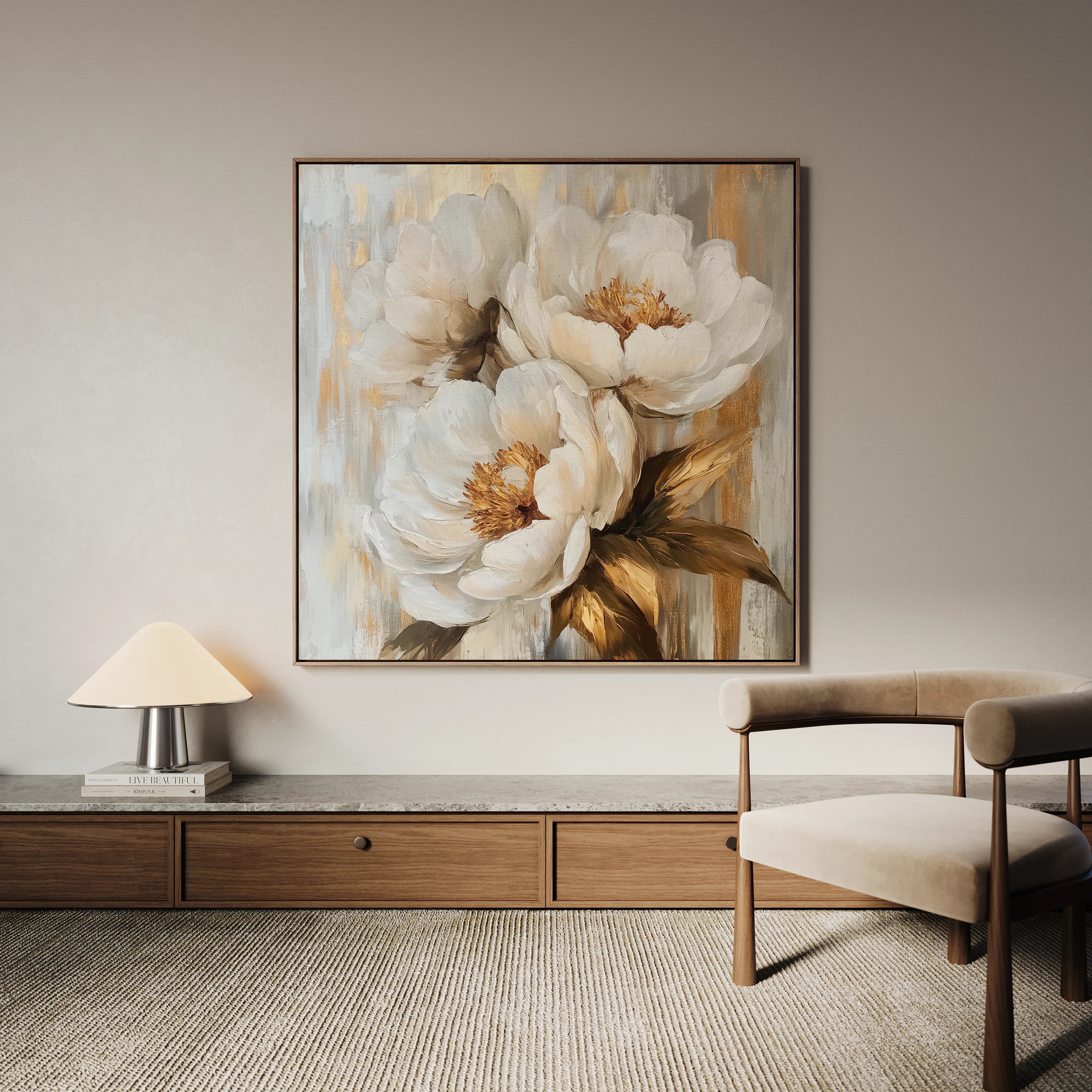 Floral 1283 Canvas Art 16" x 16" / 40 x 40 cm / Black