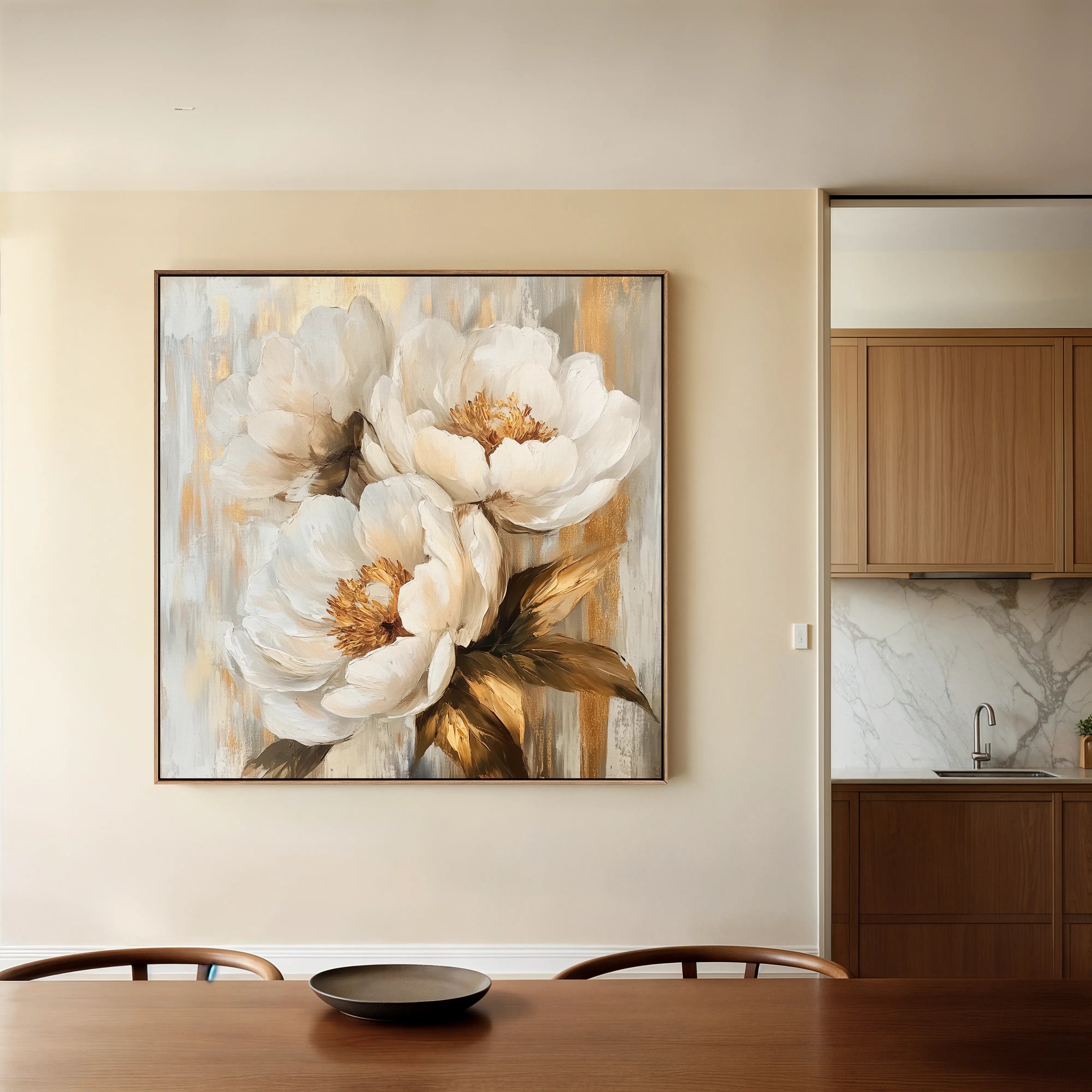 Floral 1283 Canvas Art 16" x 16" / 40 x 40 cm / Black