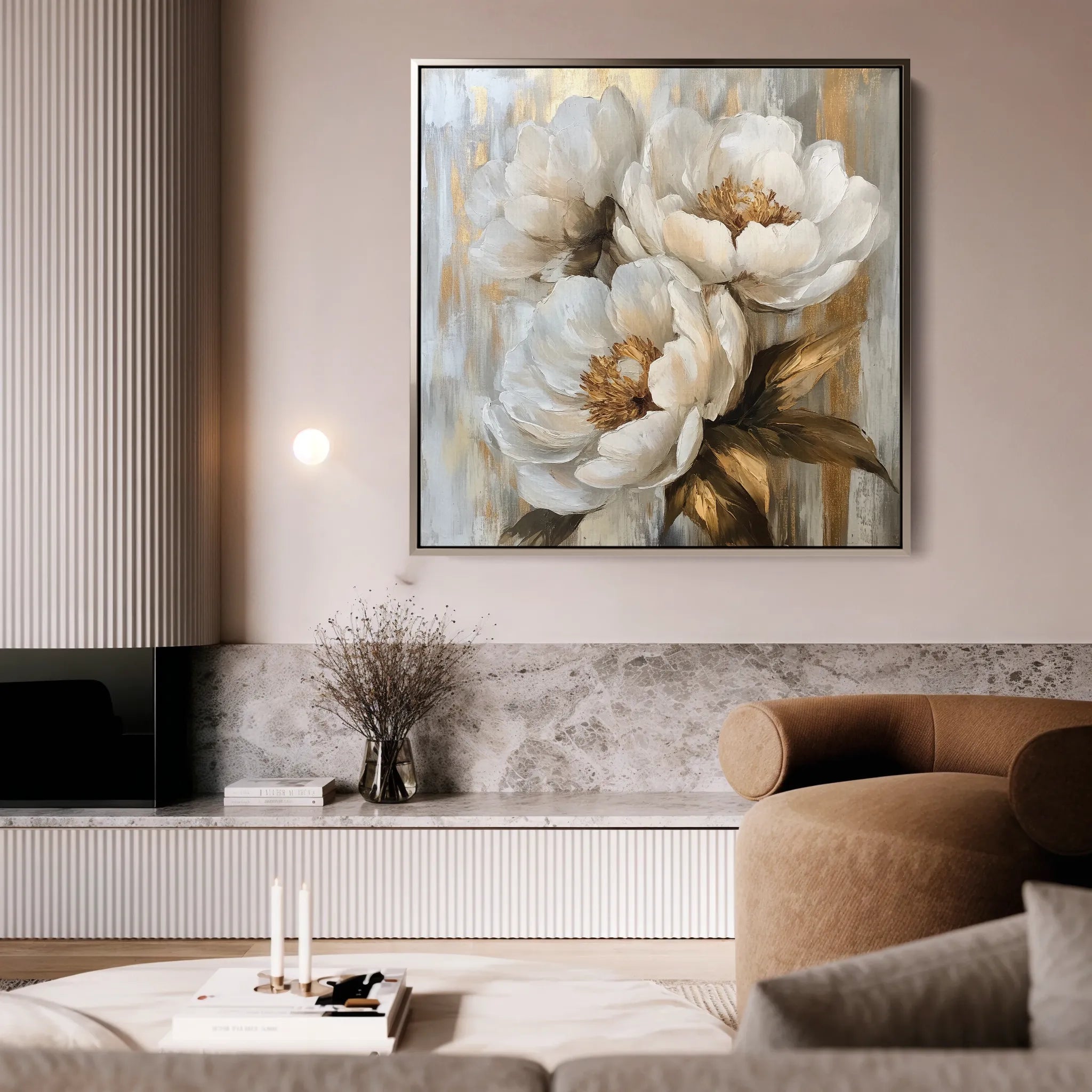 Floral 1283 Canvas Art 16" x 16" / 40 x 40 cm / Black