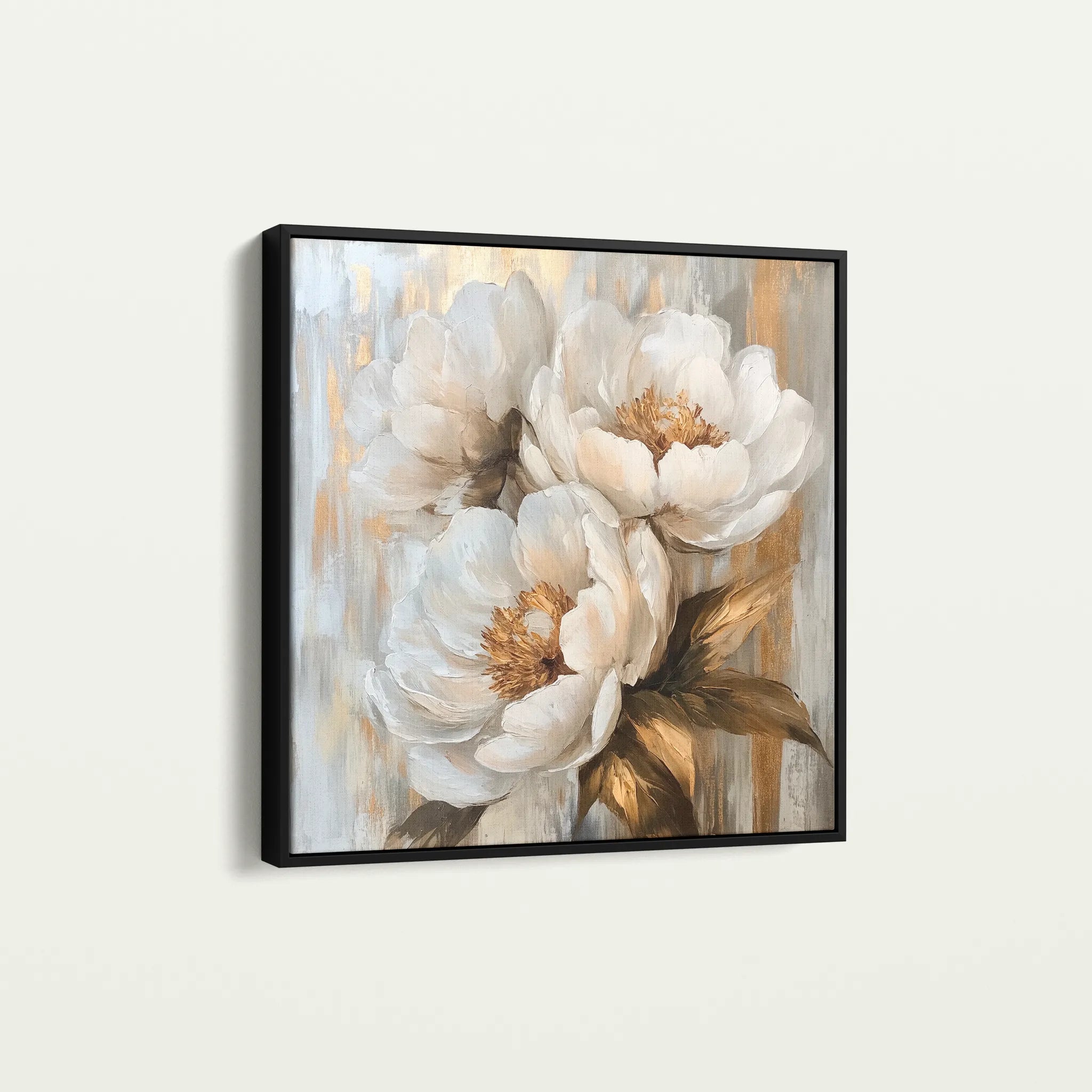 Floral 1283 Canvas Art 16" x 16" / 40 x 40 cm / Black