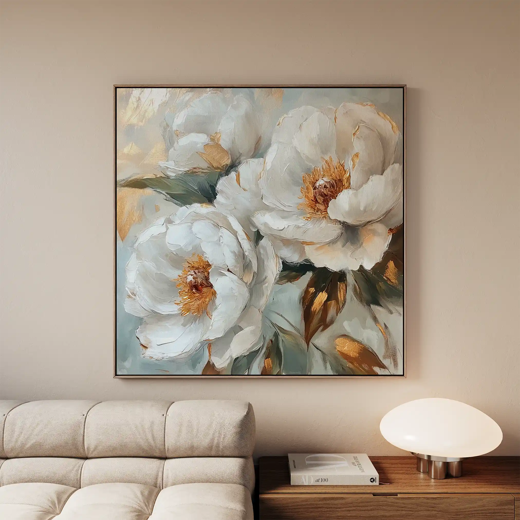 Floral 1284 Canvas Art 16" x 16" / 40 x 40 cm / Black