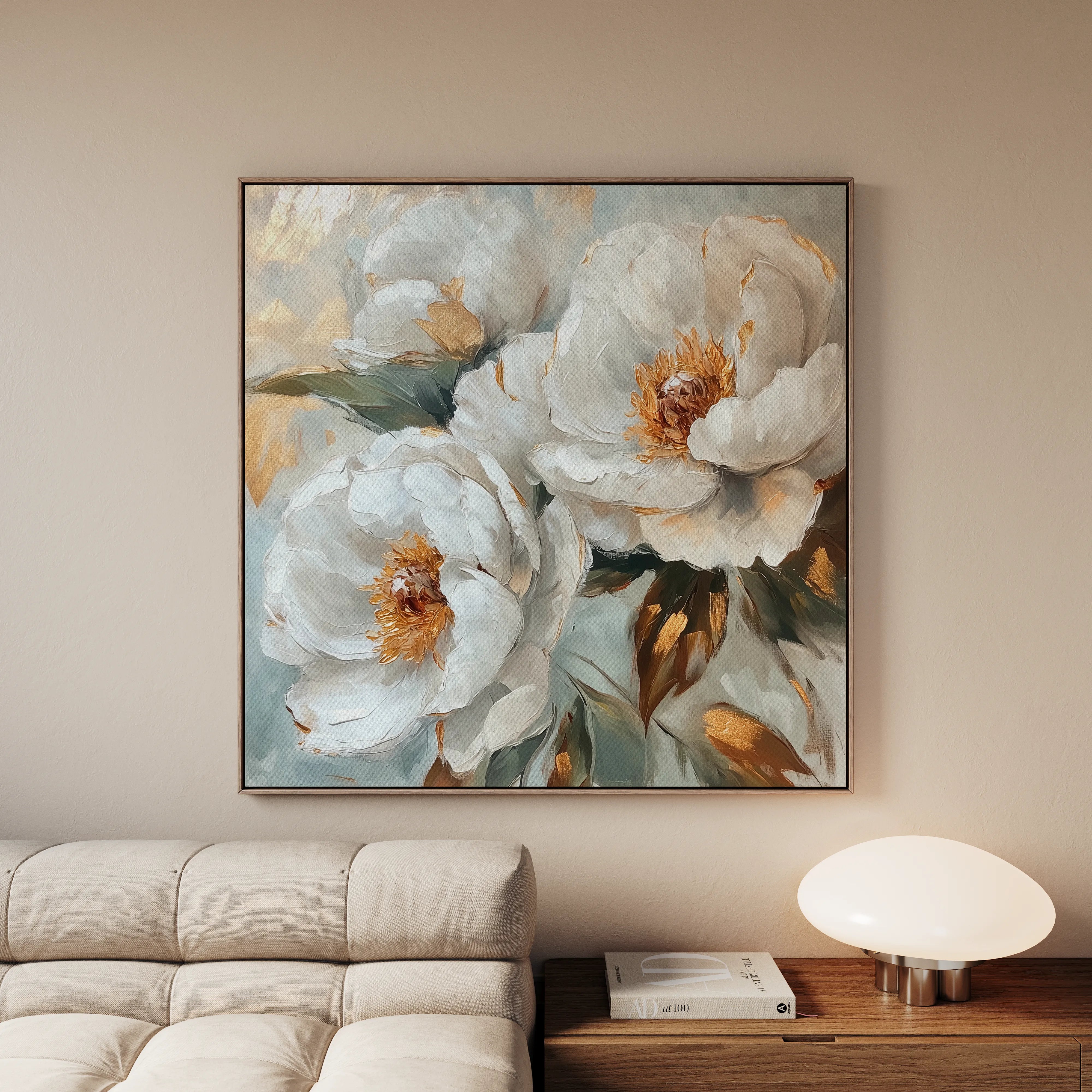 Floral 1284 Canvas Art 16" x 16" / 40 x 40 cm / Black