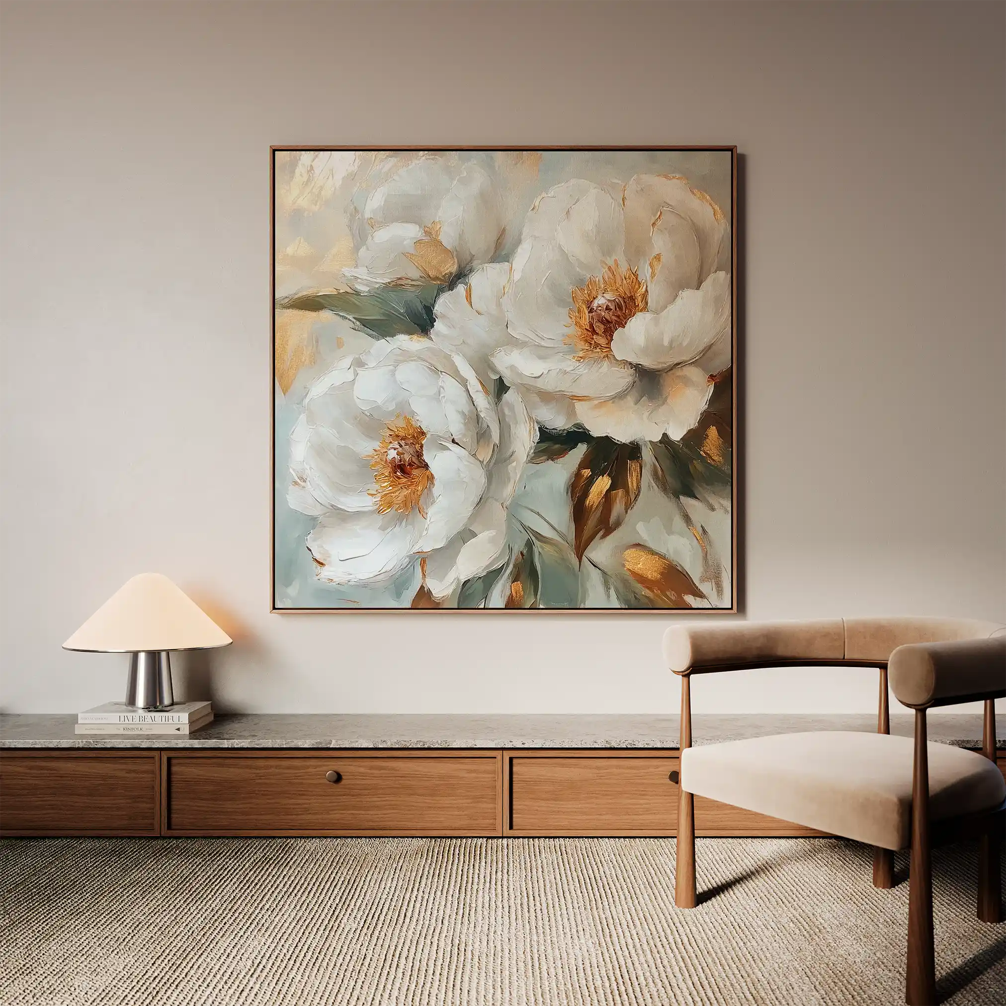 Floral 1284 Canvas Art 16" x 16" / 40 x 40 cm / Black
