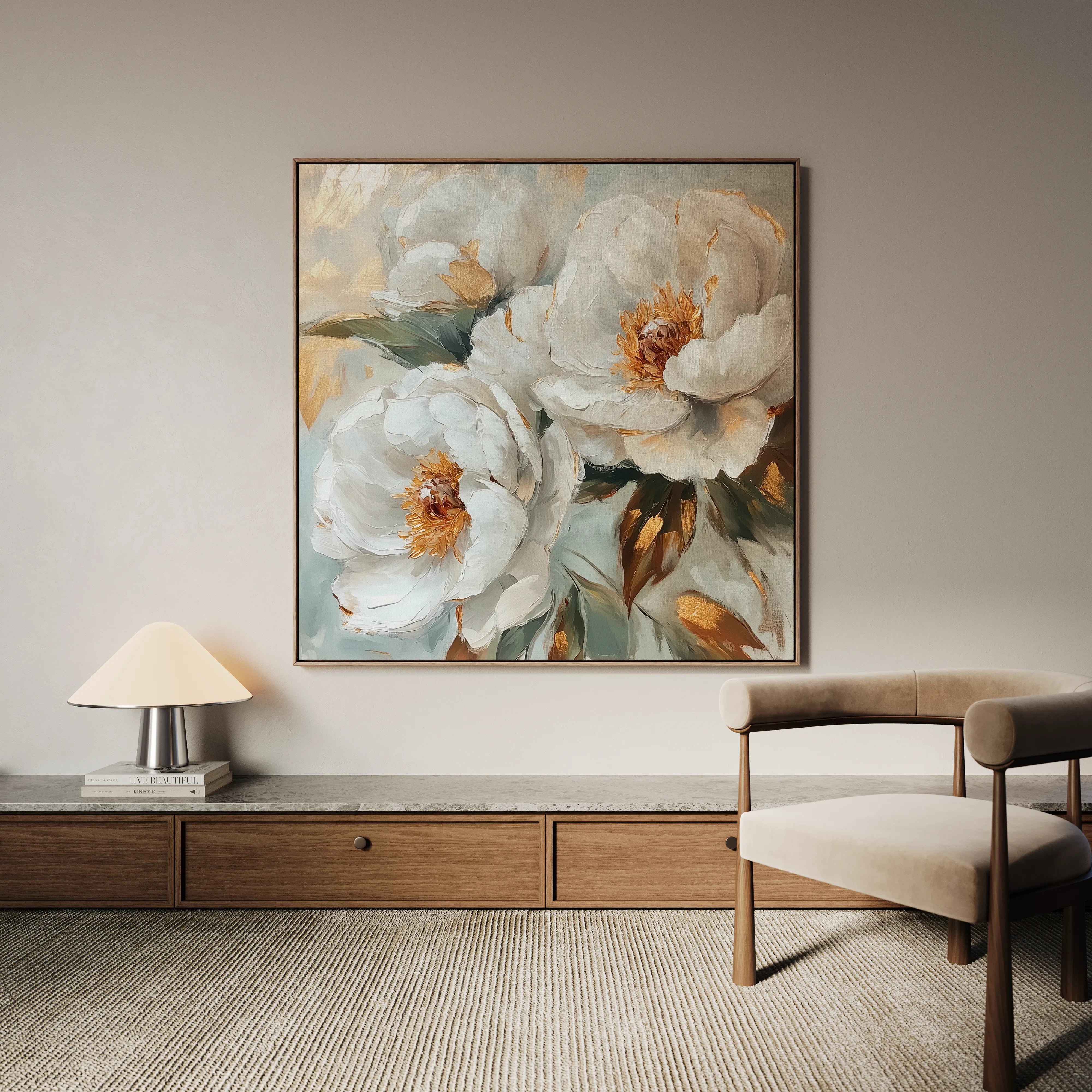 Floral 1284 Canvas Art 16" x 16" / 40 x 40 cm / Black