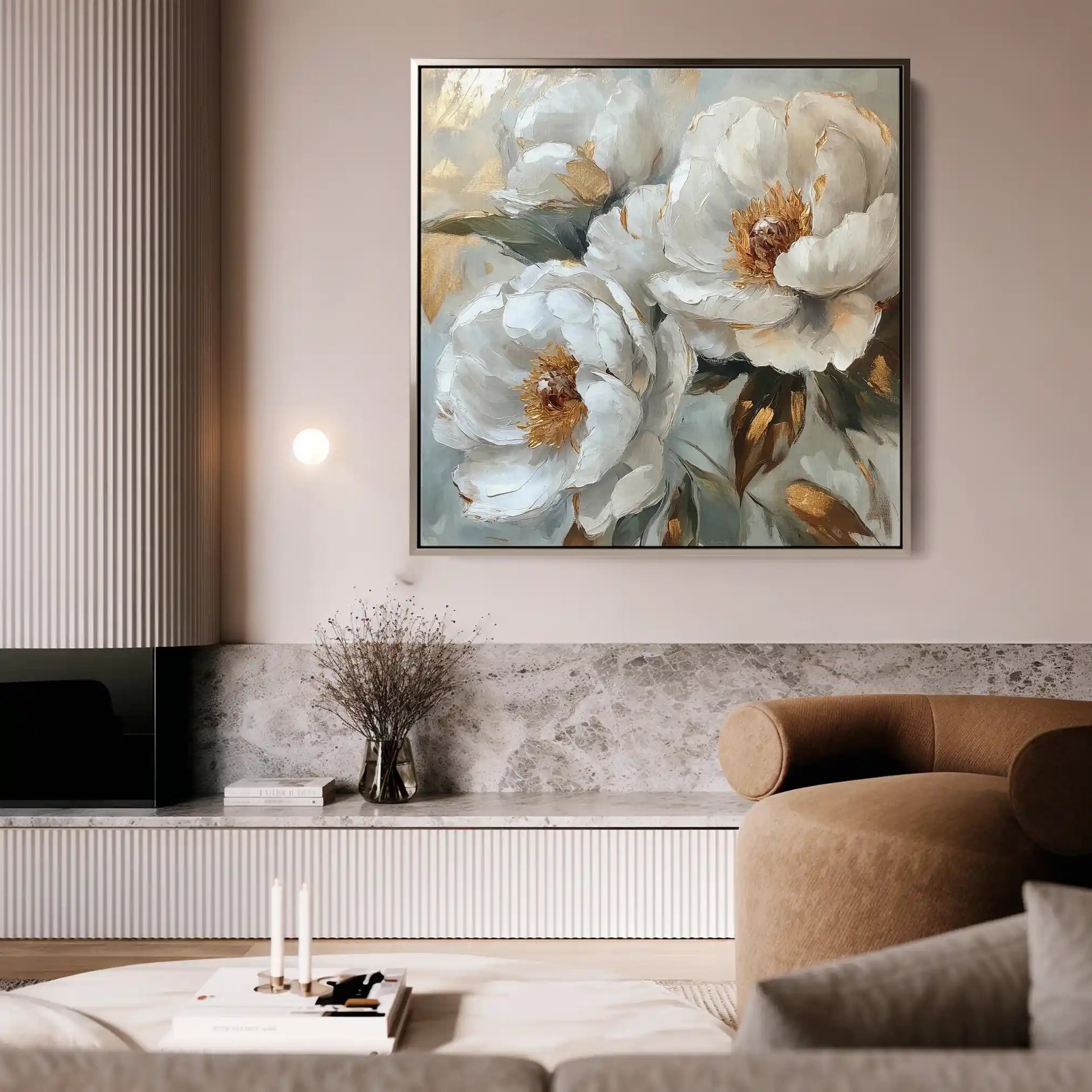 Floral 1284 Canvas Art 16" x 16" / 40 x 40 cm / Black