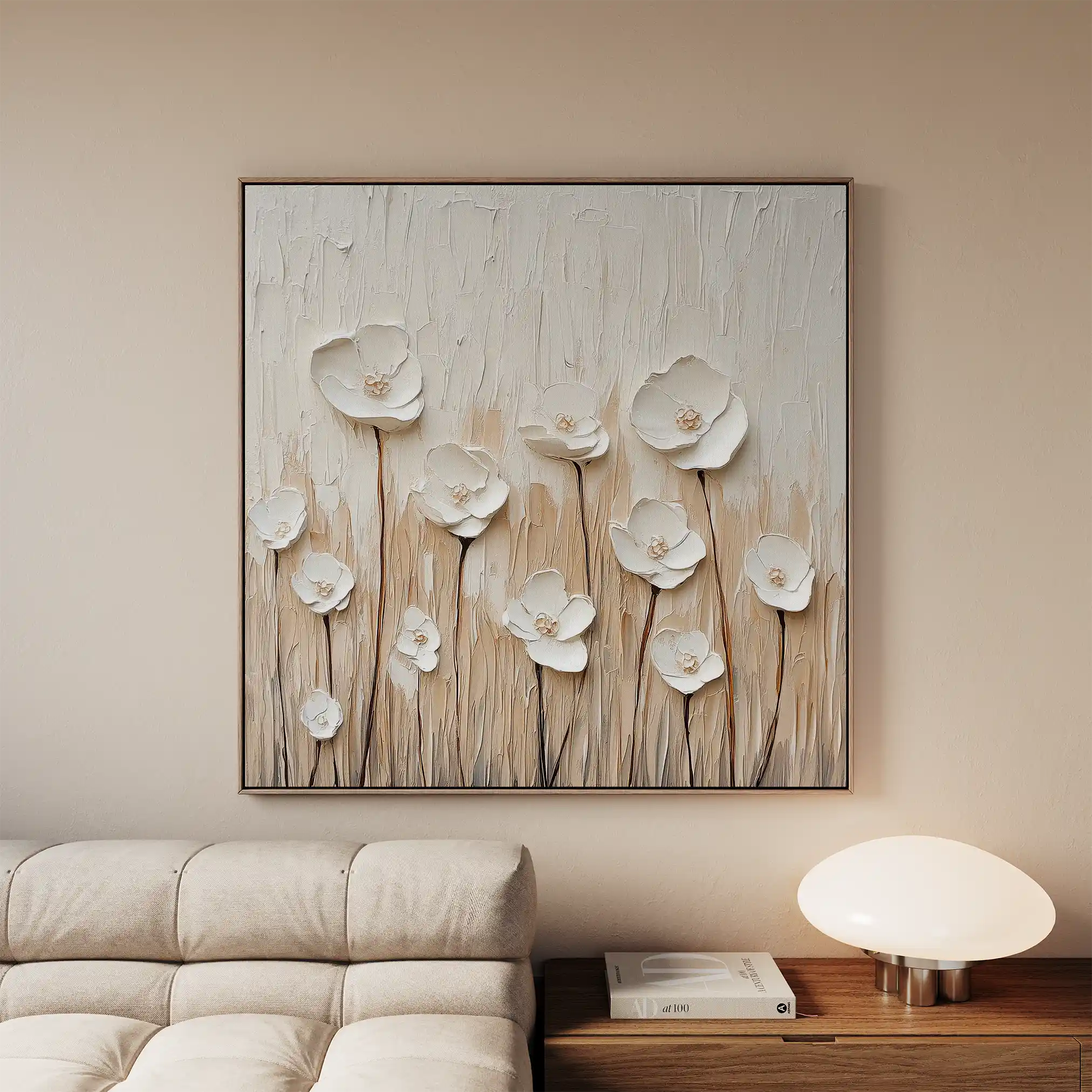 Floral 1285 Canvas Art 16" x 16" / 40 x 40 cm / Black