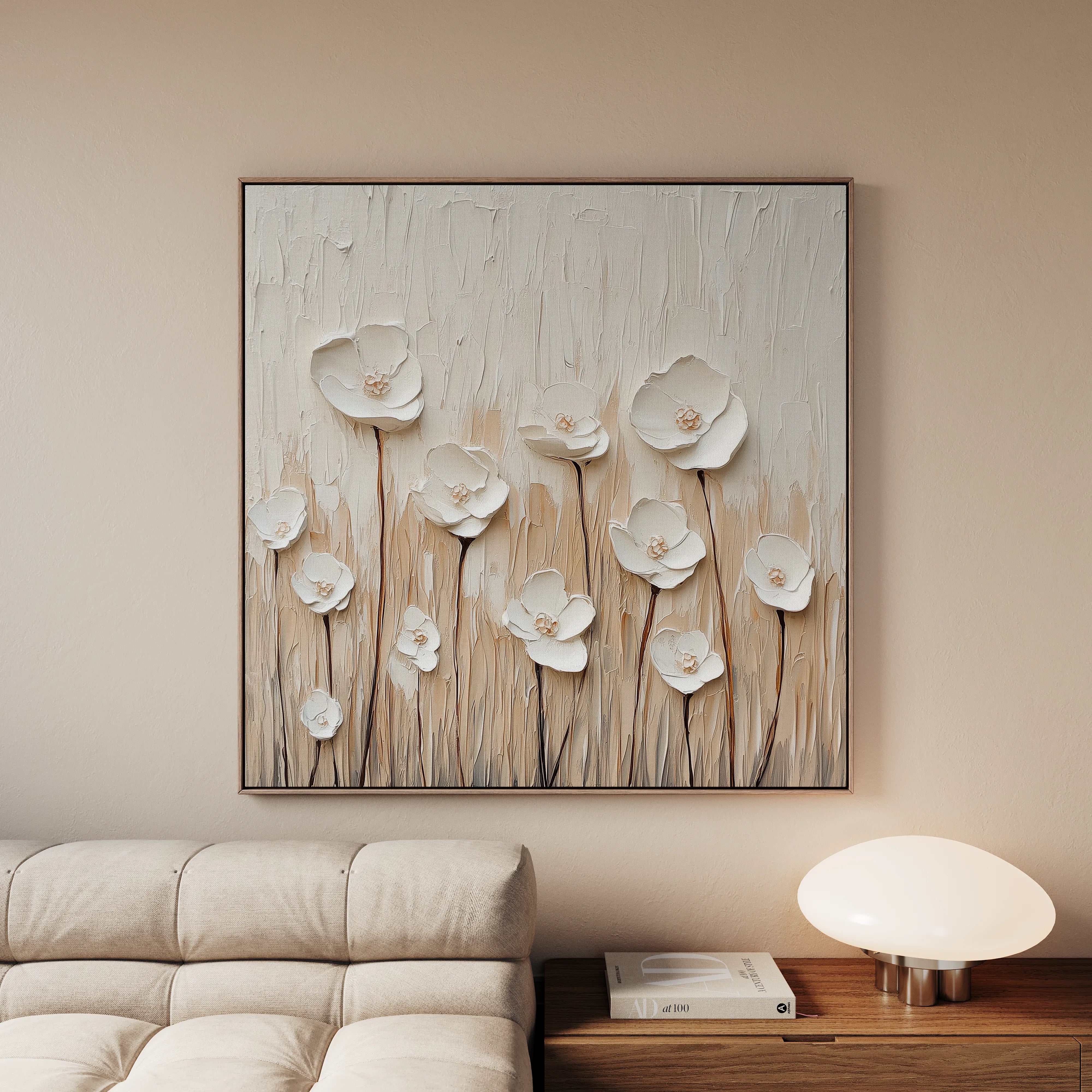 Floral 1285 Canvas Art 16" x 16" / 40 x 40 cm / Black