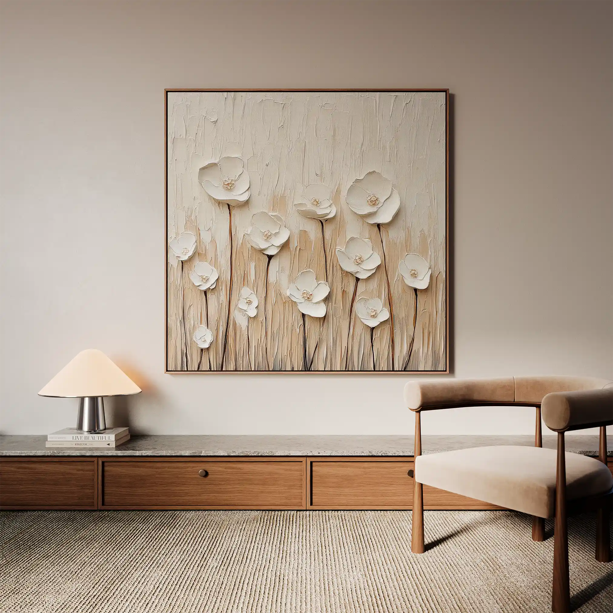Floral 1285 Canvas Art 16" x 16" / 40 x 40 cm / Black