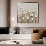 Floral 1285 Canvas Art 16" x 16" / 40 x 40 cm / Black