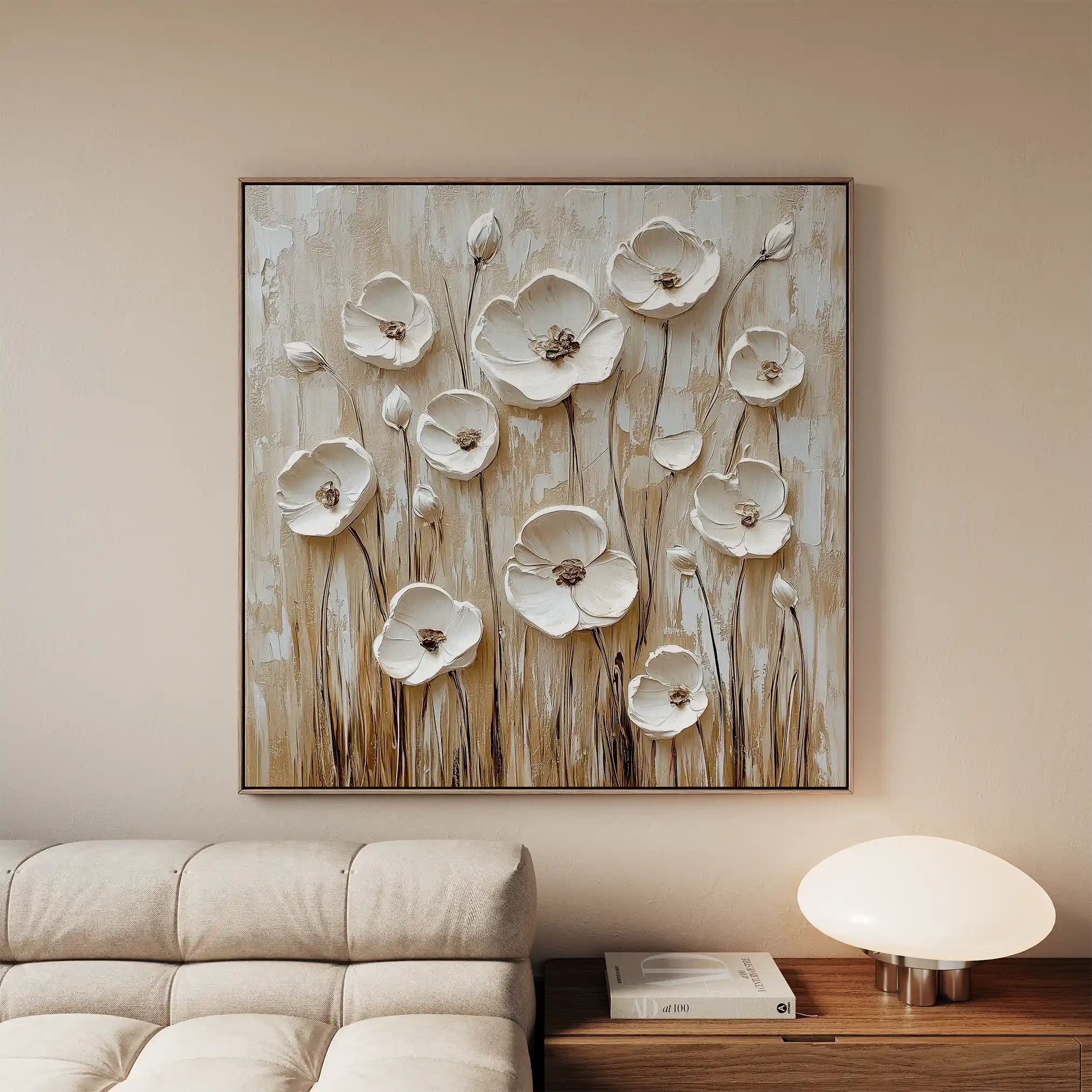 Floral 1286 Canvas Art 16" x 16" / 40 x 40 cm / Black