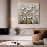 Floral 1286 Canvas Art 16" x 16" / 40 x 40 cm / Black