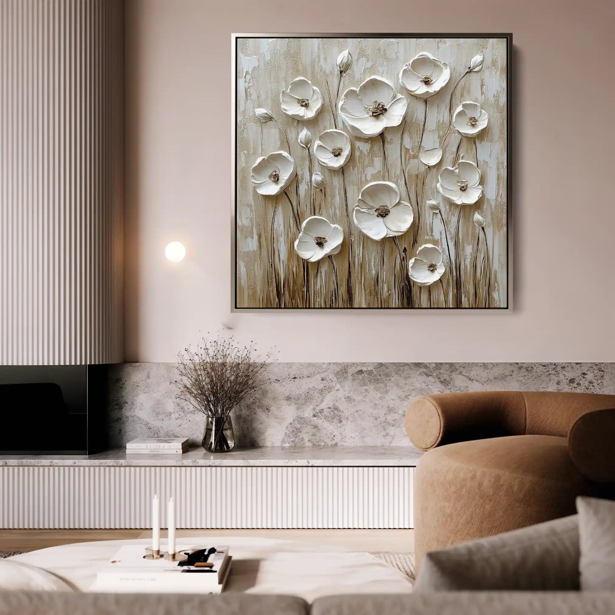 Floral 1286 Canvas Art 16" x 16" / 40 x 40 cm / Black