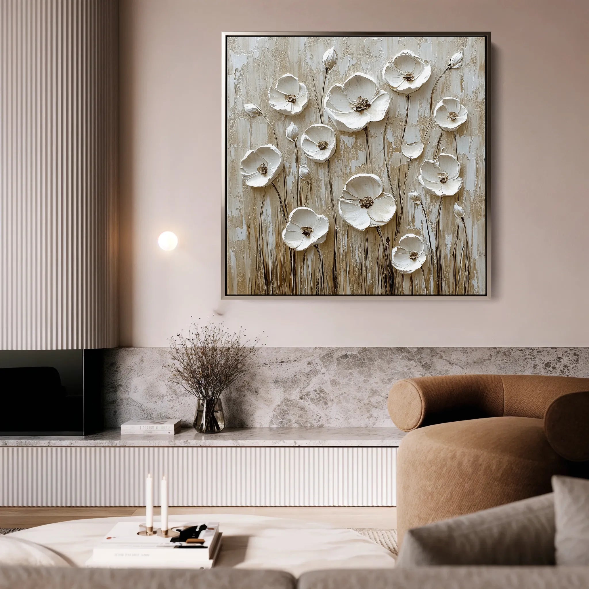 Floral 1286 Canvas Art 16" x 16" / 40 x 40 cm / Black