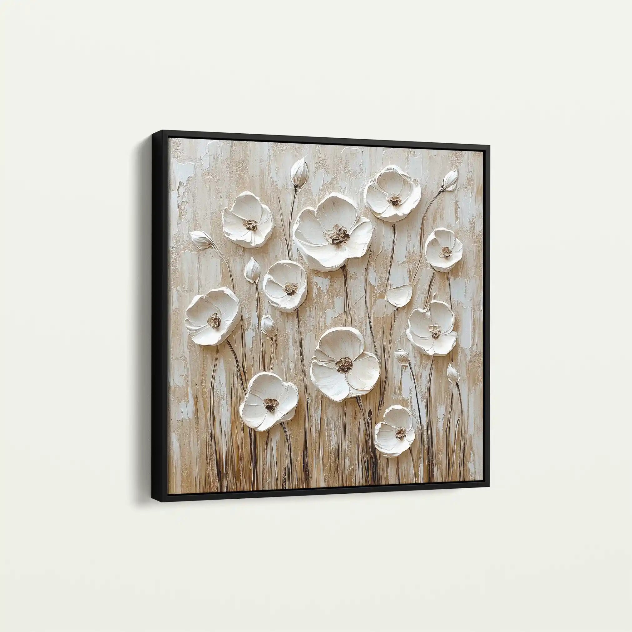Floral 1286 Canvas Art 16" x 16" / 40 x 40 cm / Black