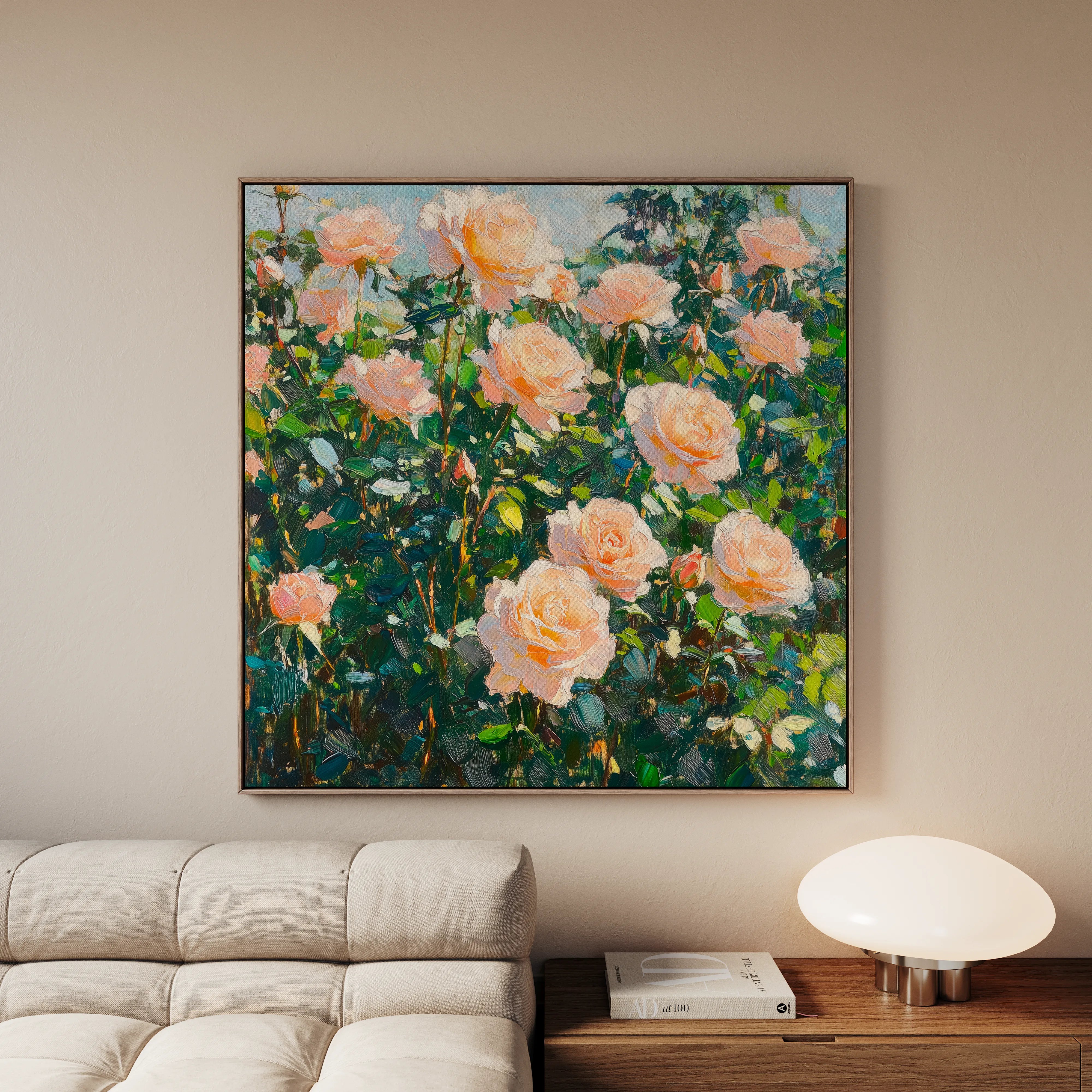 Floral 1287 Canvas Art 16" x 16" / 40 x 40 cm / Black