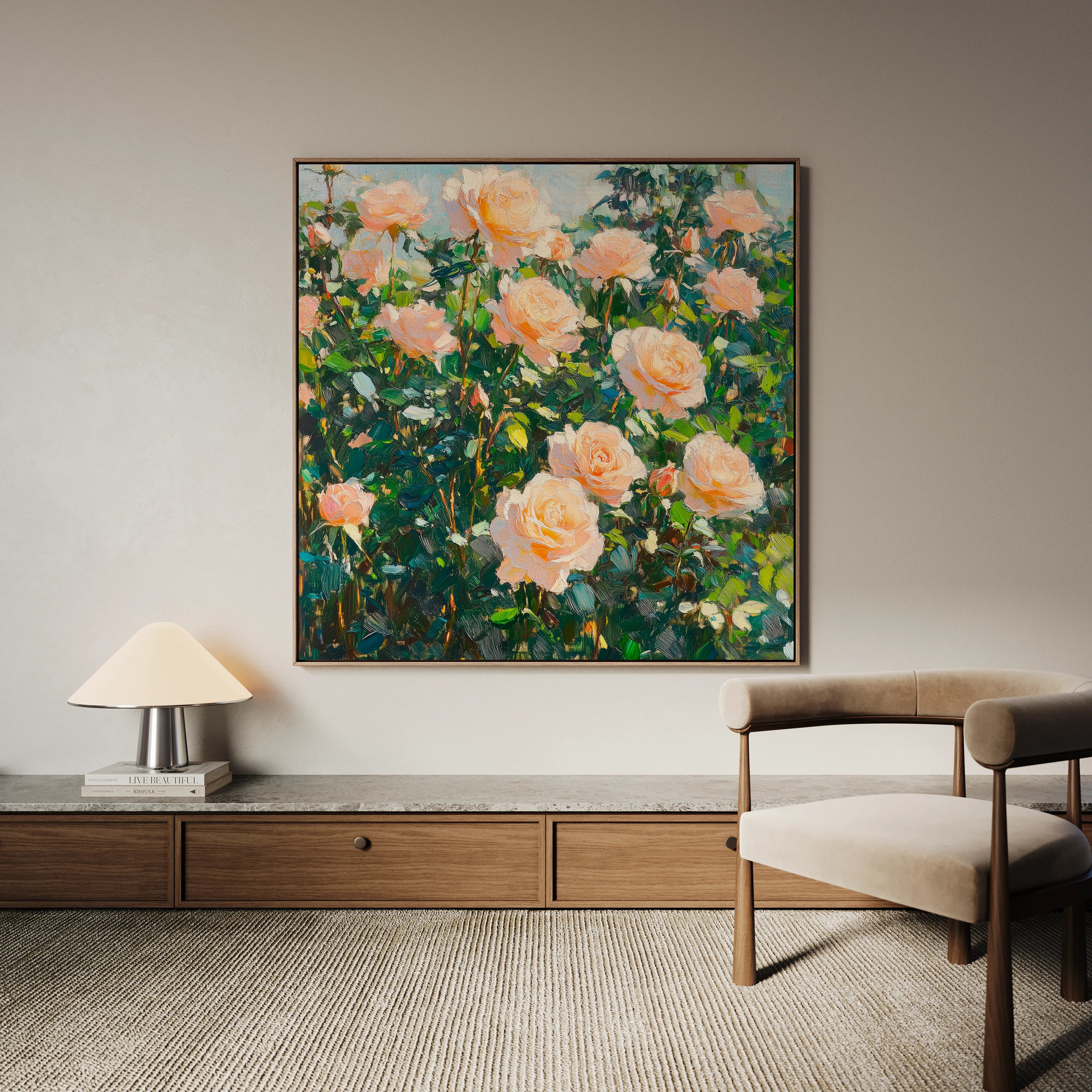 Floral 1287 Canvas Art 16" x 16" / 40 x 40 cm / Black