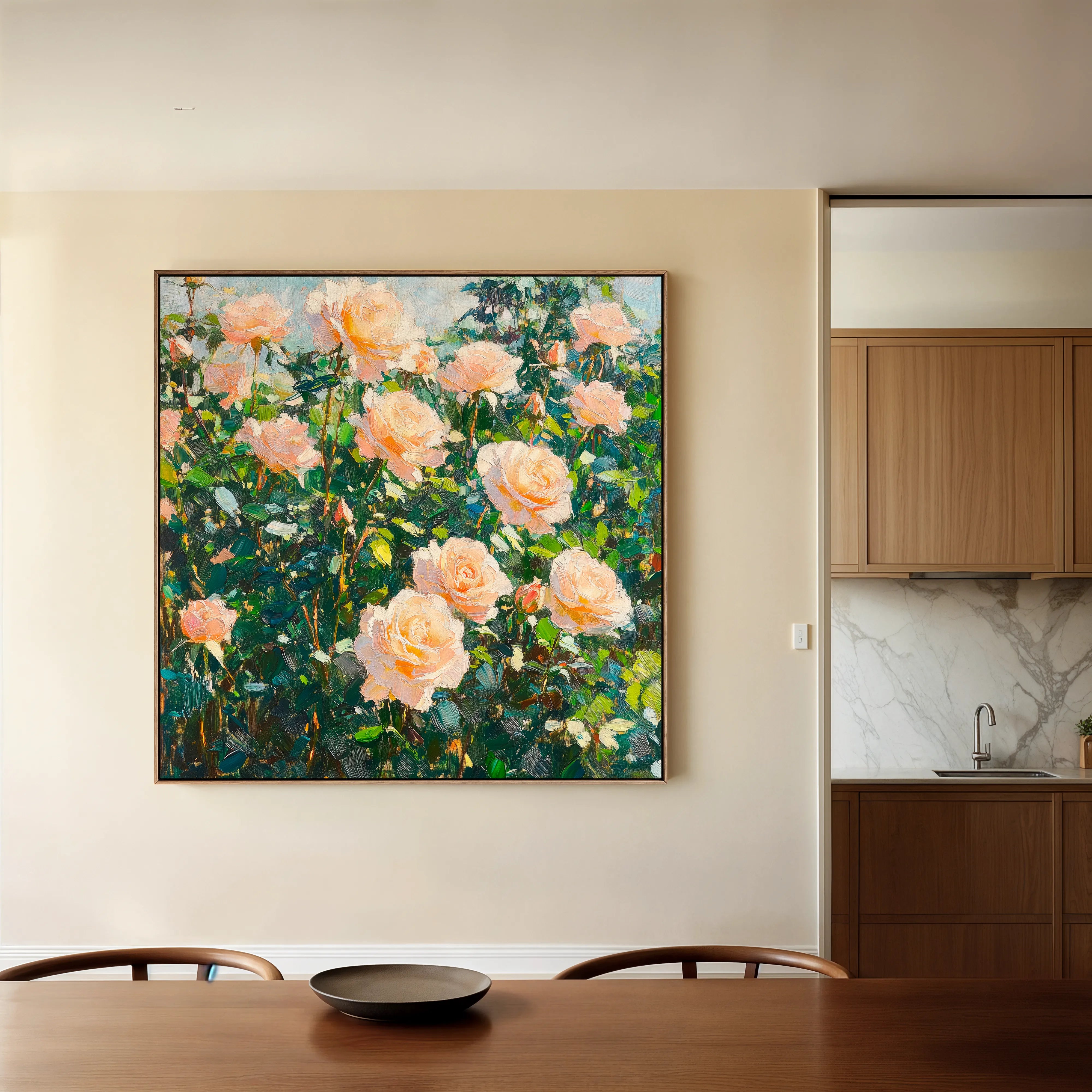 Floral 1287 Canvas Art 16" x 16" / 40 x 40 cm / Black