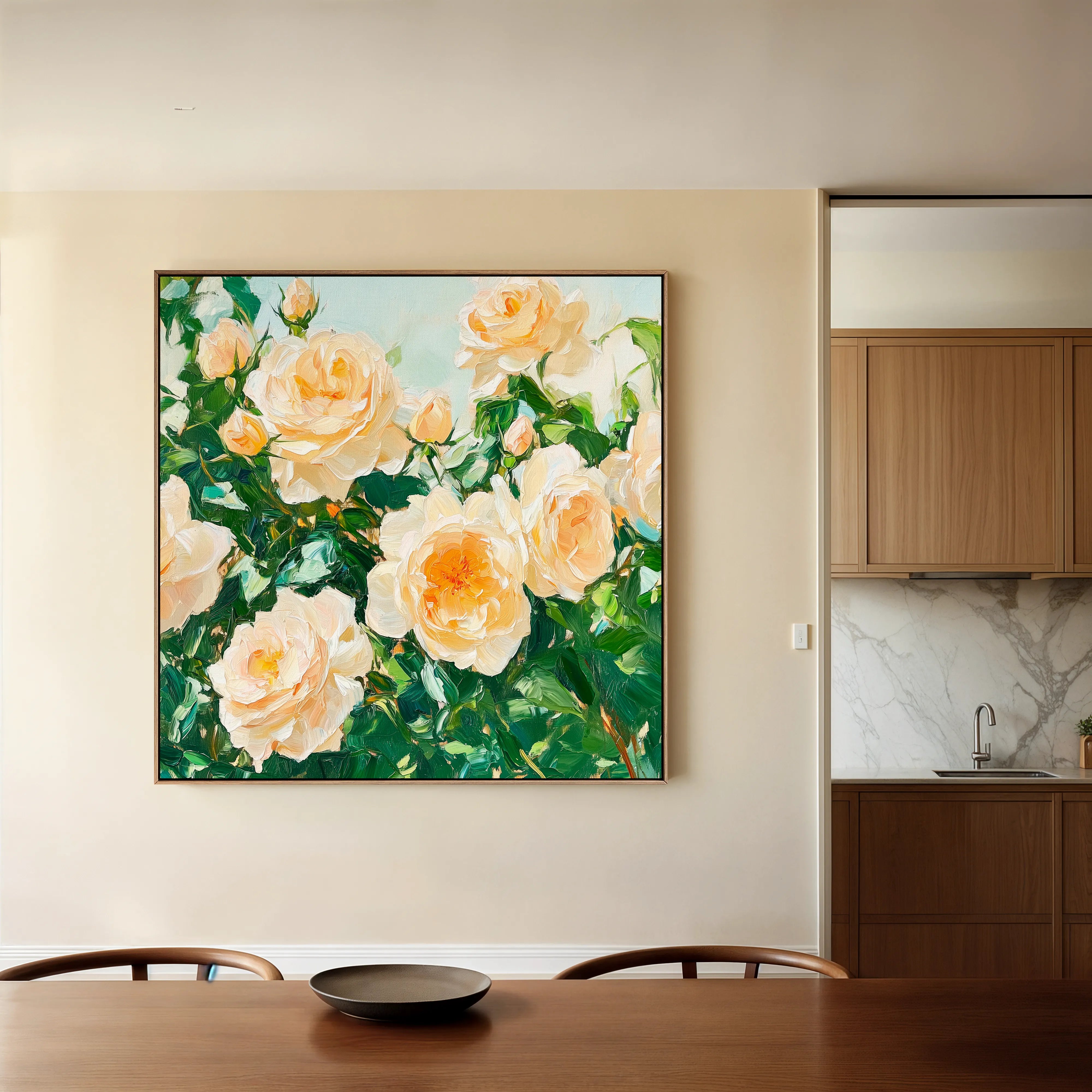 Floral 1288 Canvas Art 16" x 16" / 40 x 40 cm / Black