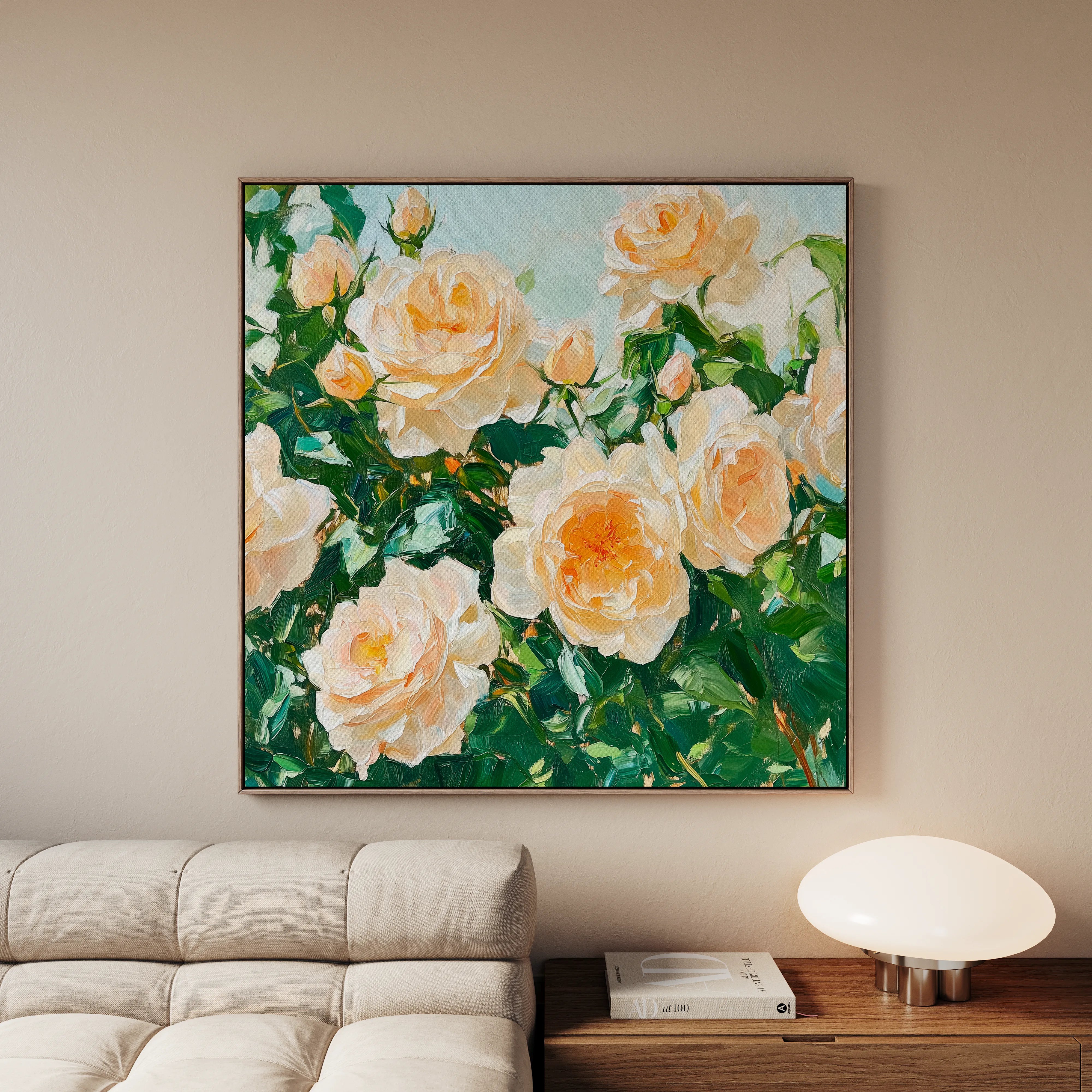 Floral 1288 Canvas Art 16" x 16" / 40 x 40 cm / Black