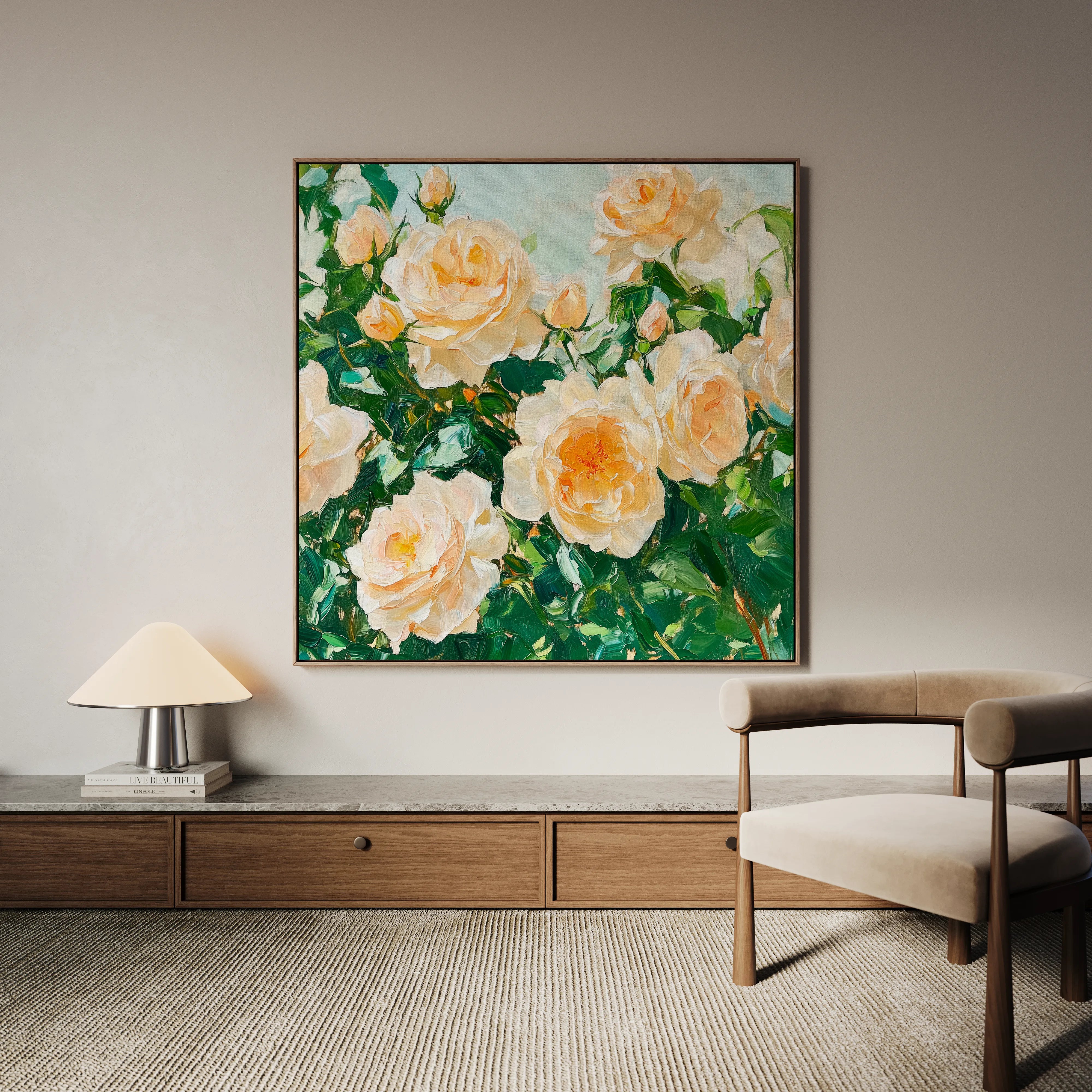 Floral 1288 Canvas Art 16" x 16" / 40 x 40 cm / Black