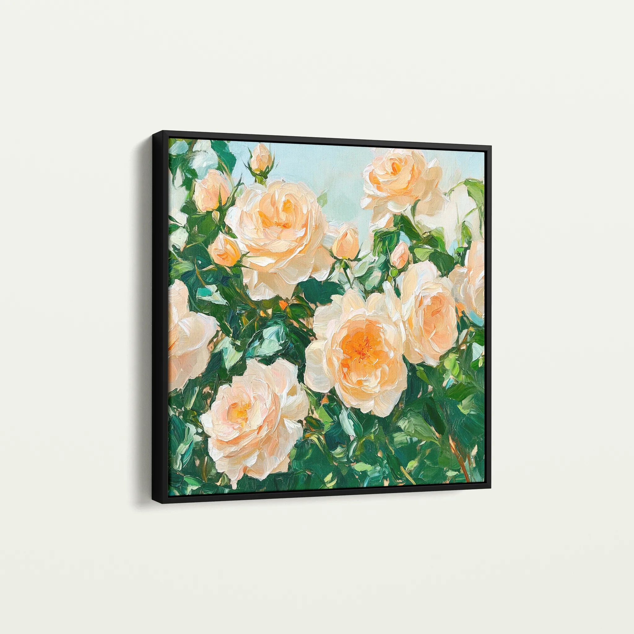 Floral 1288 Canvas Art 16" x 16" / 40 x 40 cm / Black