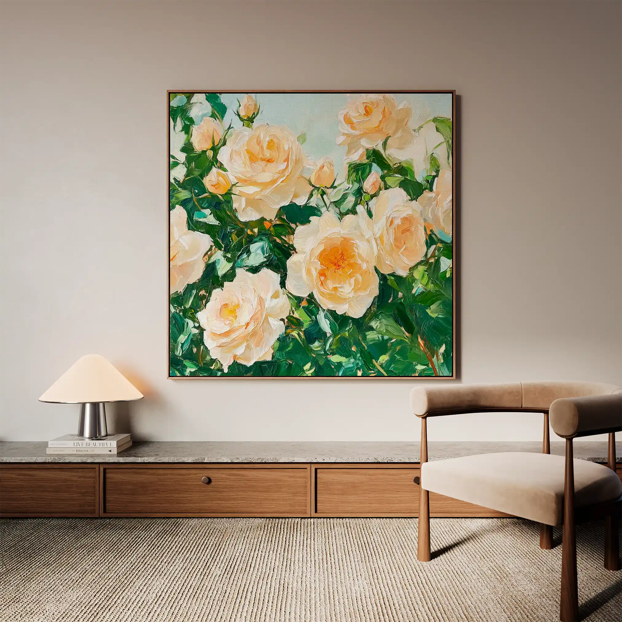 Floral 1288 Canvas Art 60 x 60 cm / Black