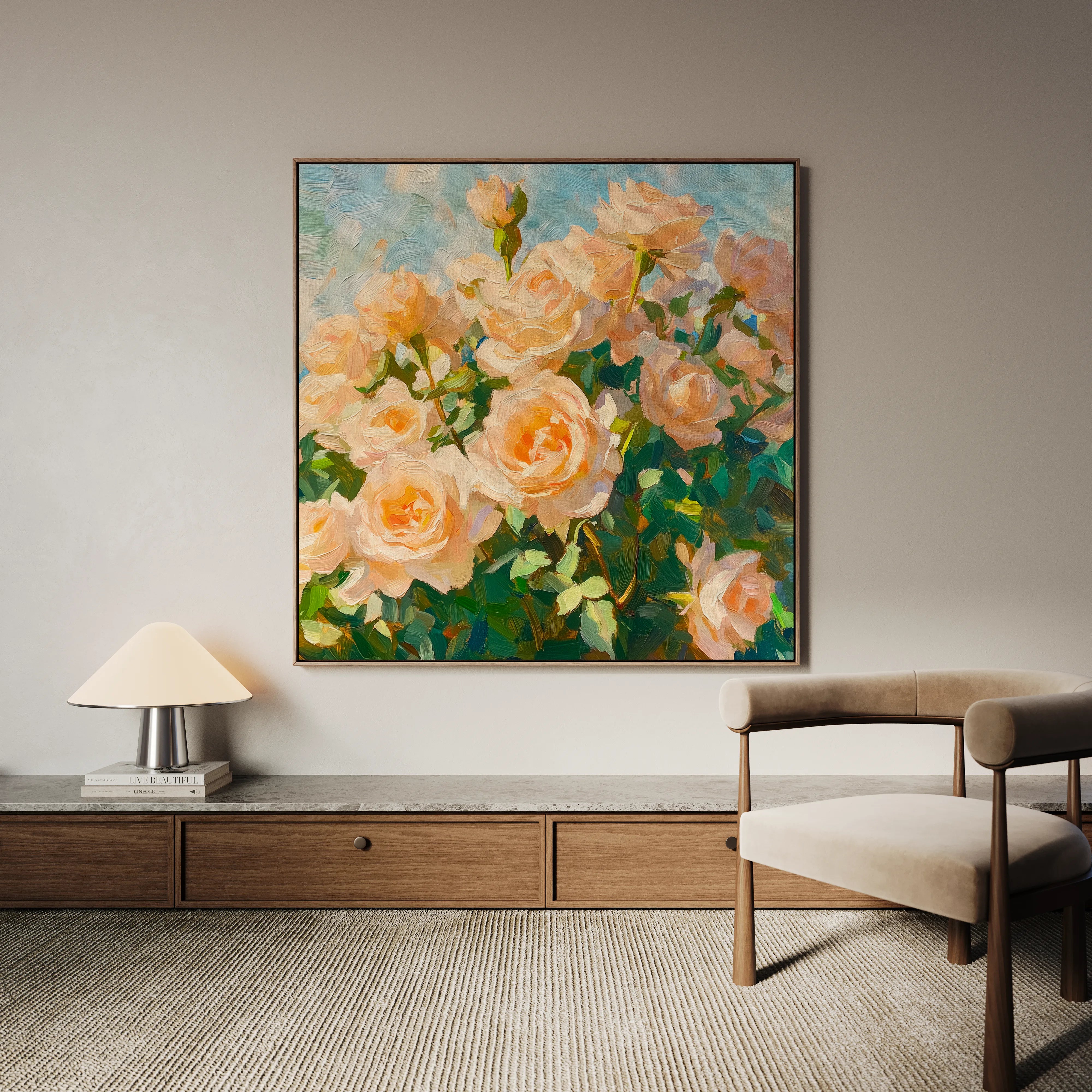 Floral 1289 Canvas Art 16" x 16" / 40 x 40 cm / Black