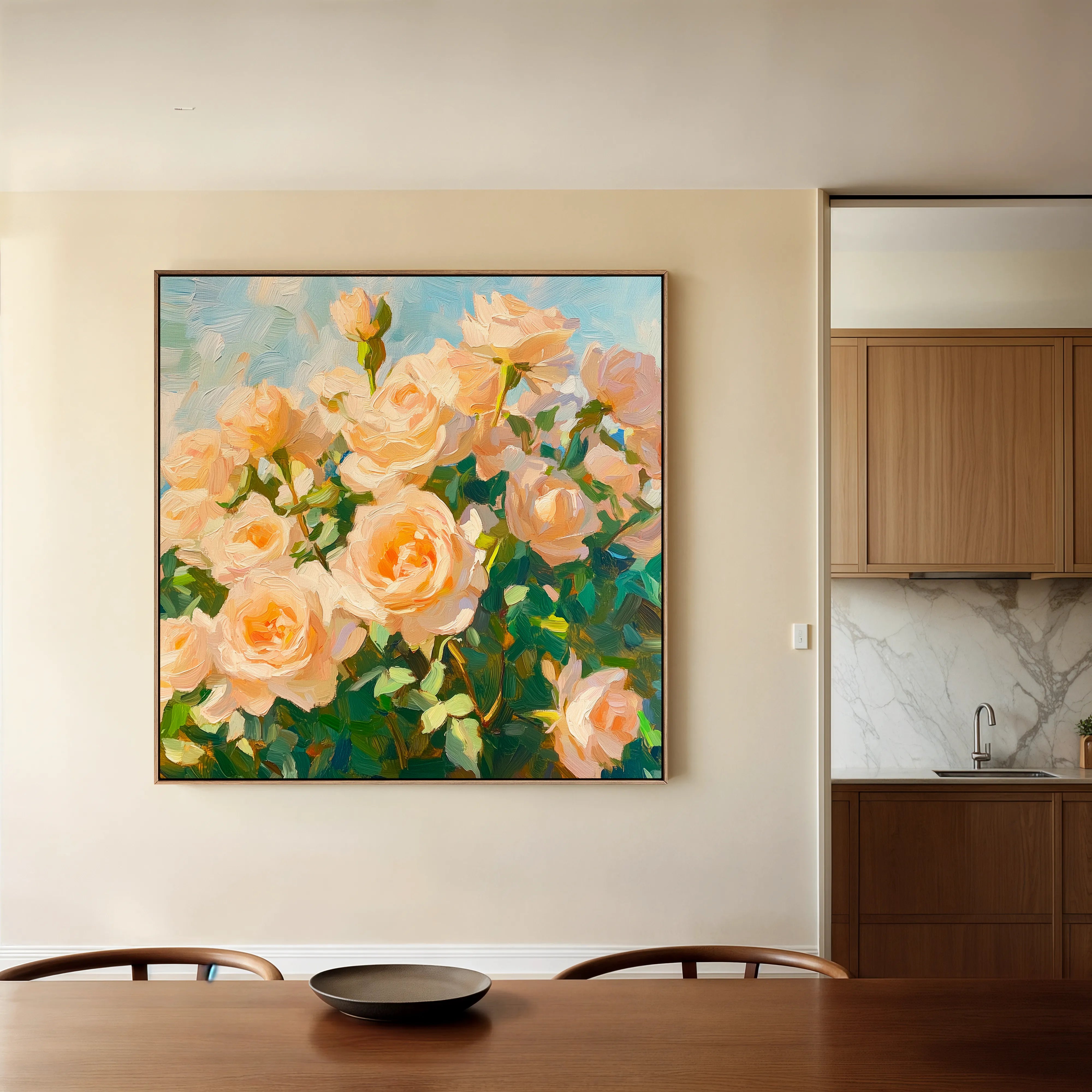 Floral 1289 Canvas Art 16" x 16" / 40 x 40 cm / Black