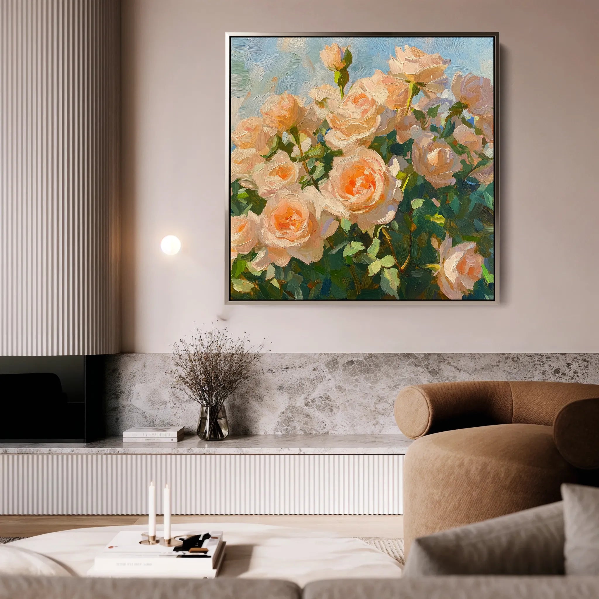 Floral 1289 Canvas Art 16" x 16" / 40 x 40 cm / Black