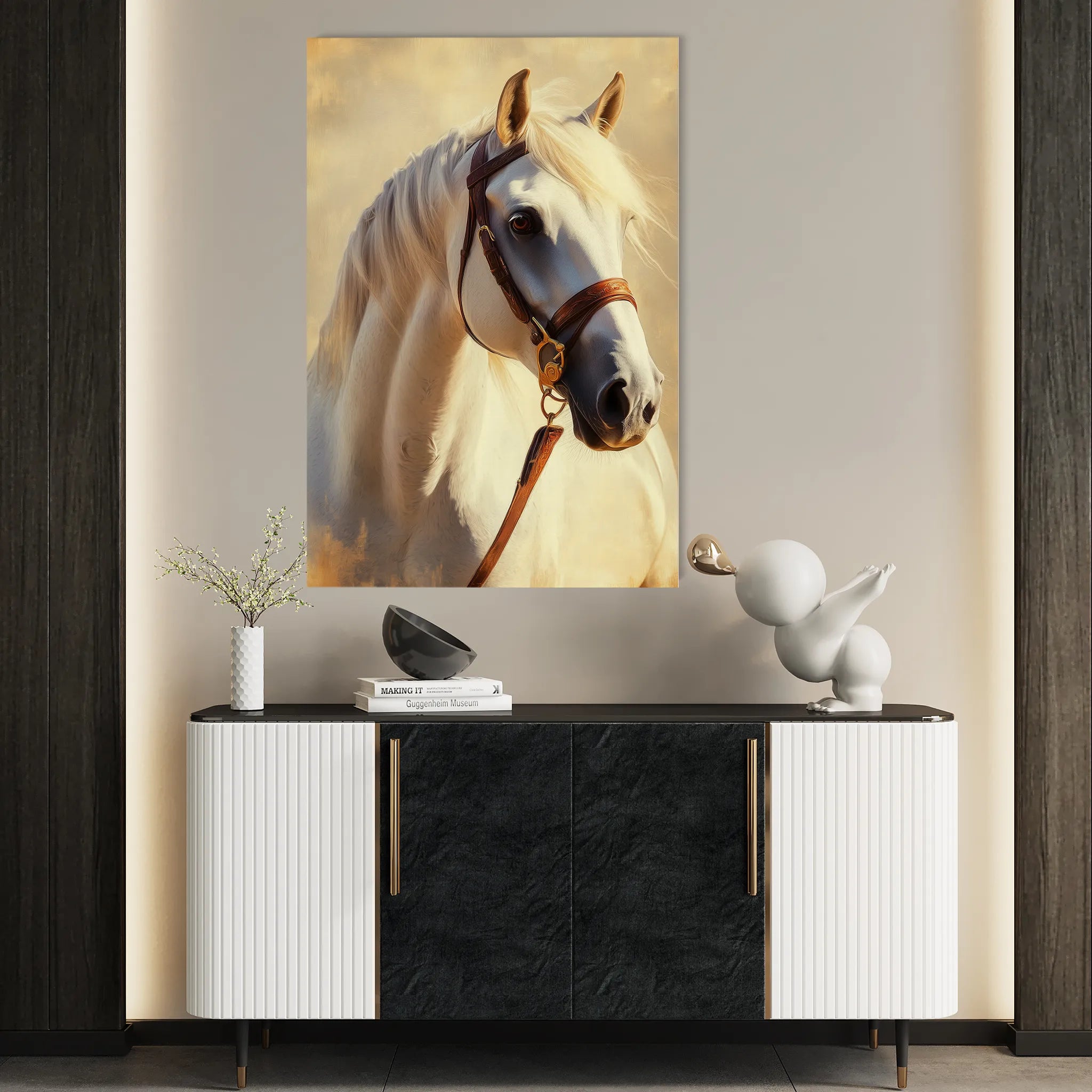 Horses 129 Canvas Art 18" x 24" / 45 x 60 cm / Black
