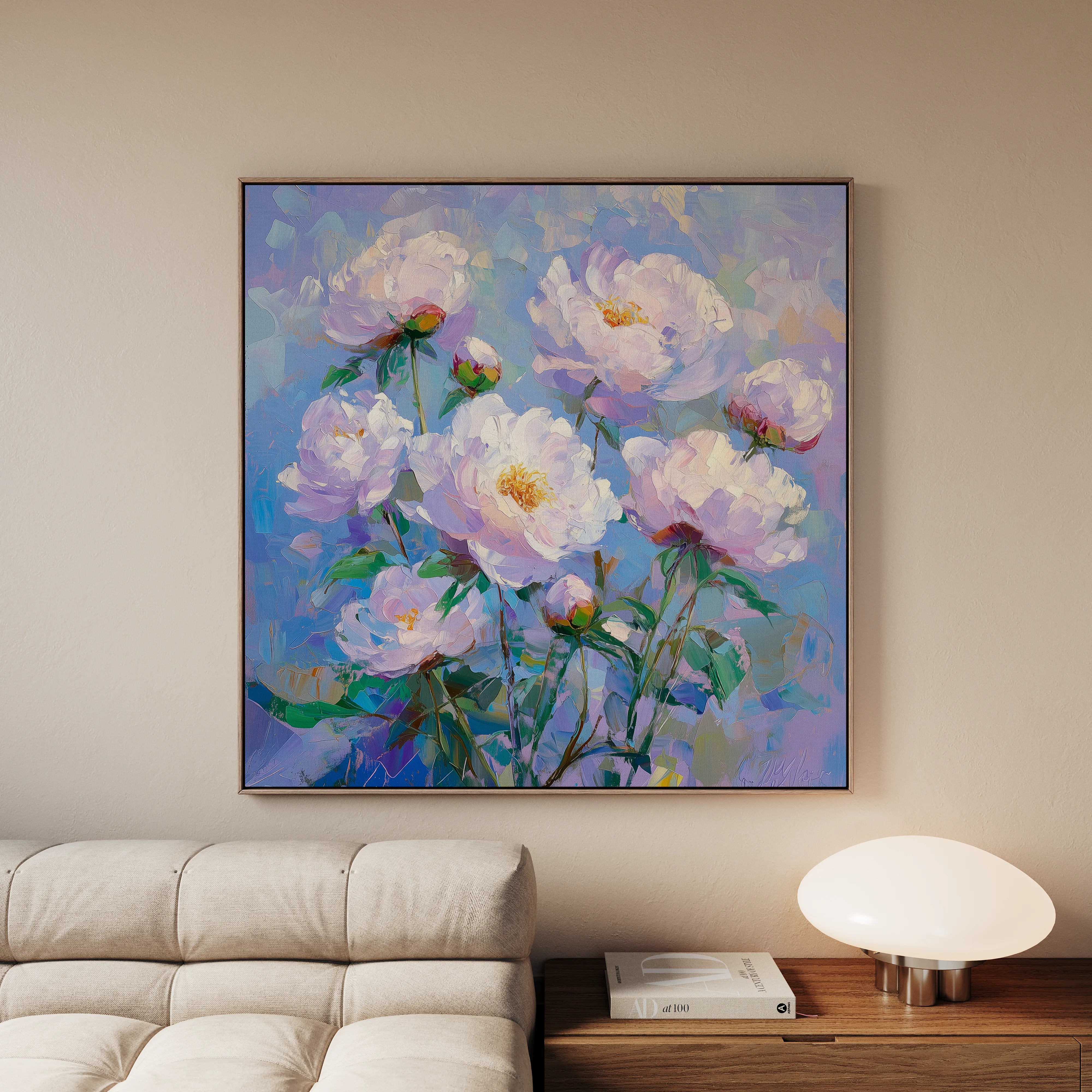 Floral 1290 Canvas Art 16" x 16" / 40 x 40 cm / Black