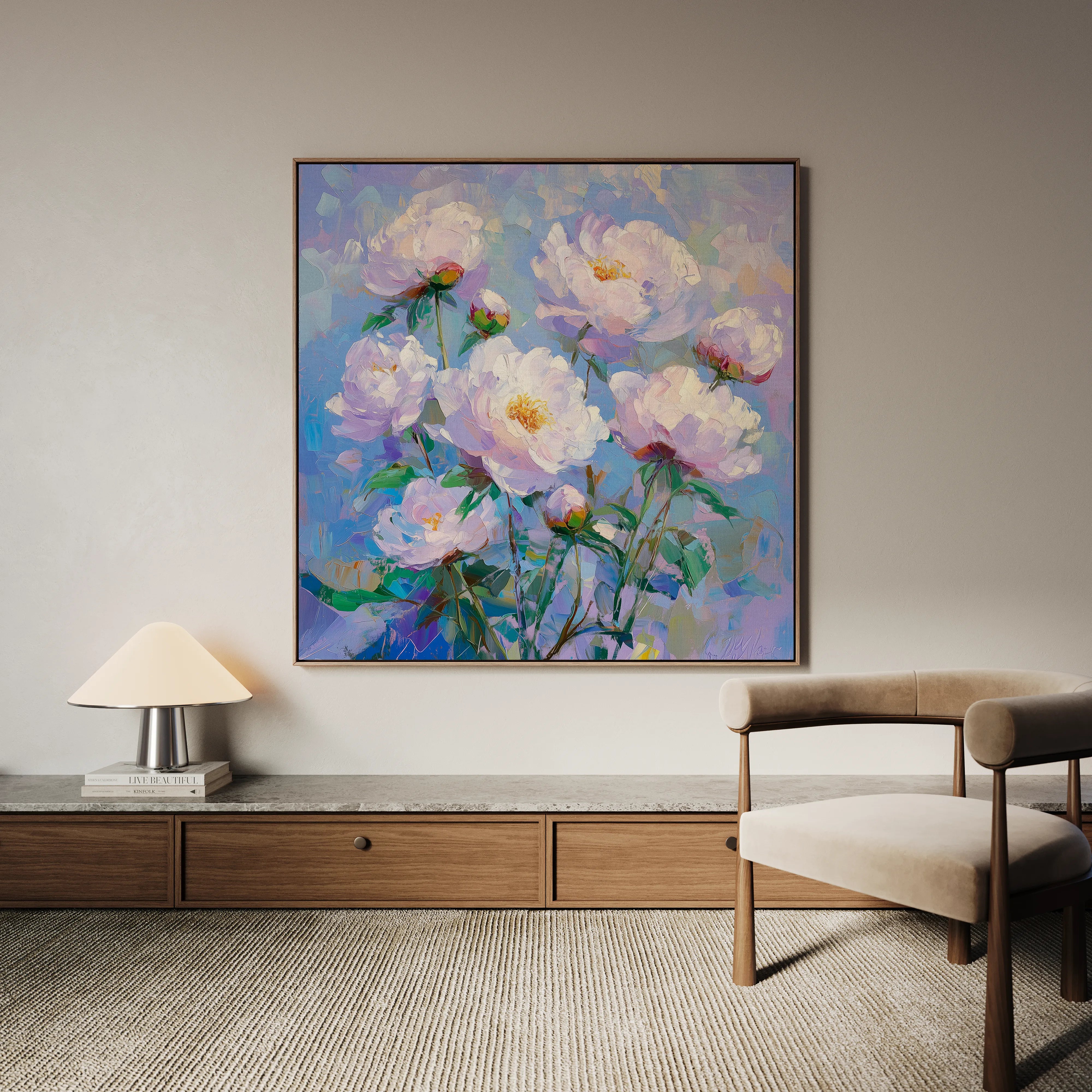 Floral 1290 Canvas Art 16" x 16" / 40 x 40 cm / Black