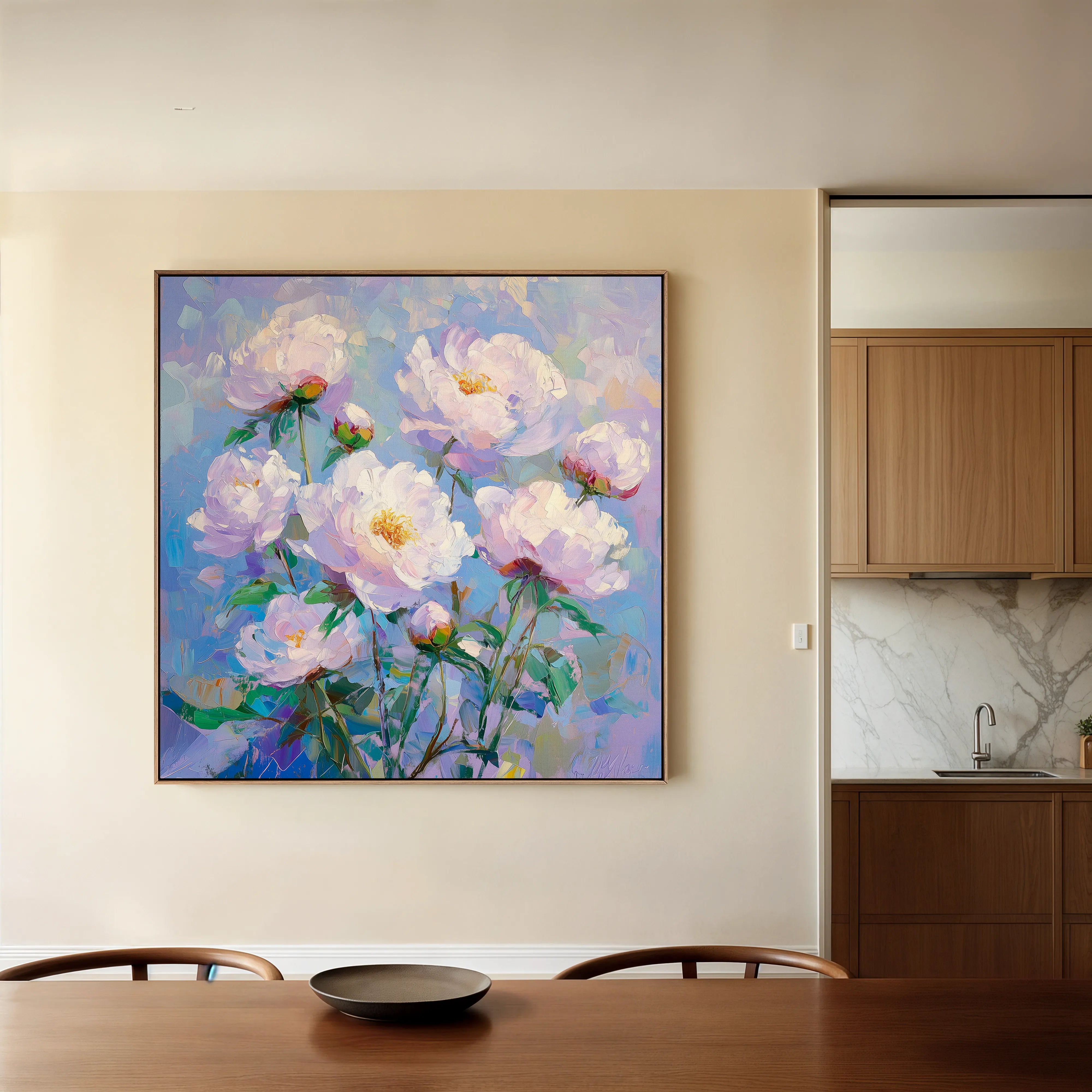 Floral 1290 Canvas Art 16" x 16" / 40 x 40 cm / Black