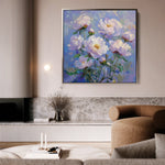Floral 1290 Canvas Art 16" x 16" / 40 x 40 cm / Black