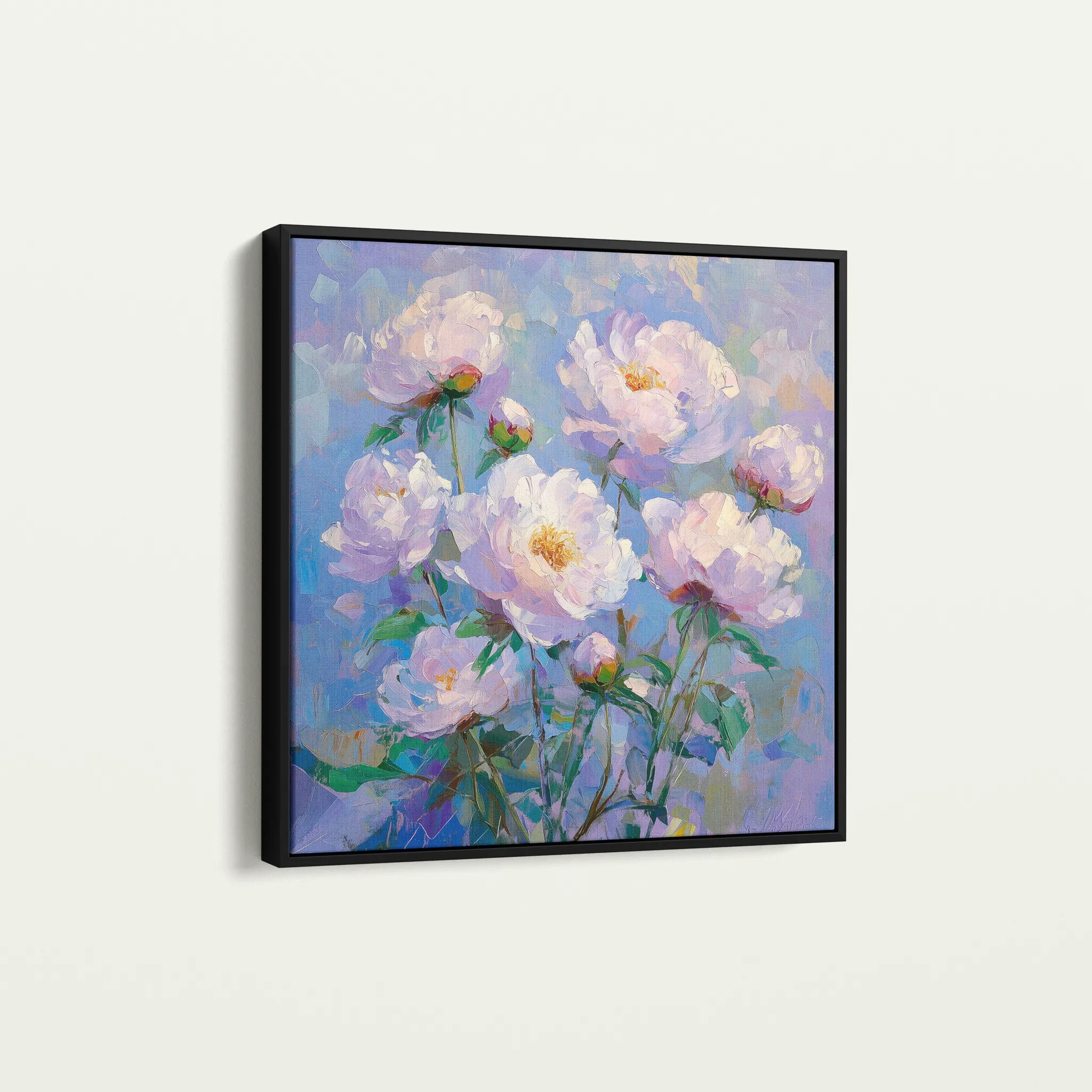 Floral 1290 Canvas Art 16" x 16" / 40 x 40 cm / Black