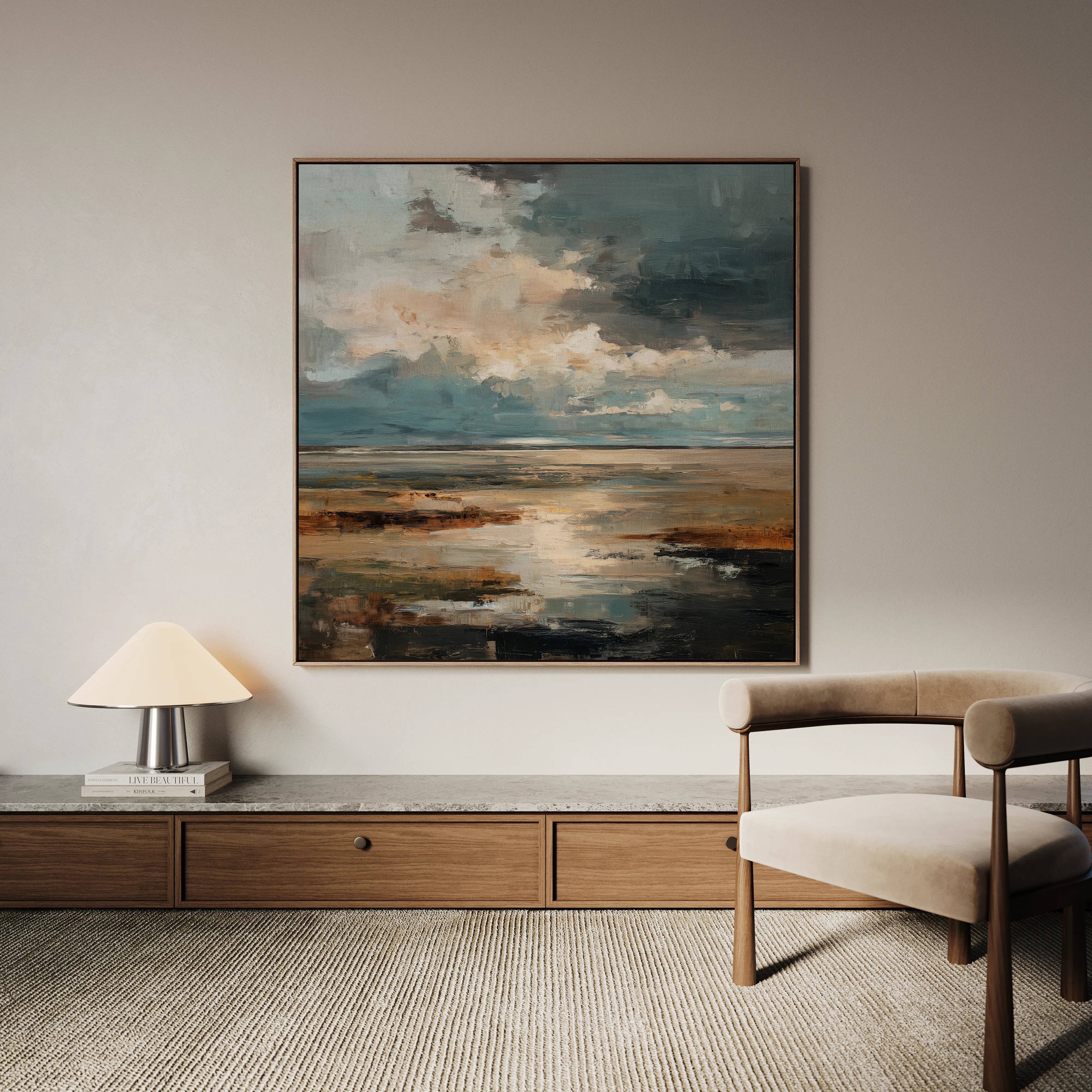 Abstract 1291 Canvas Art 16" x 16" / 40 x 40 cm / Black