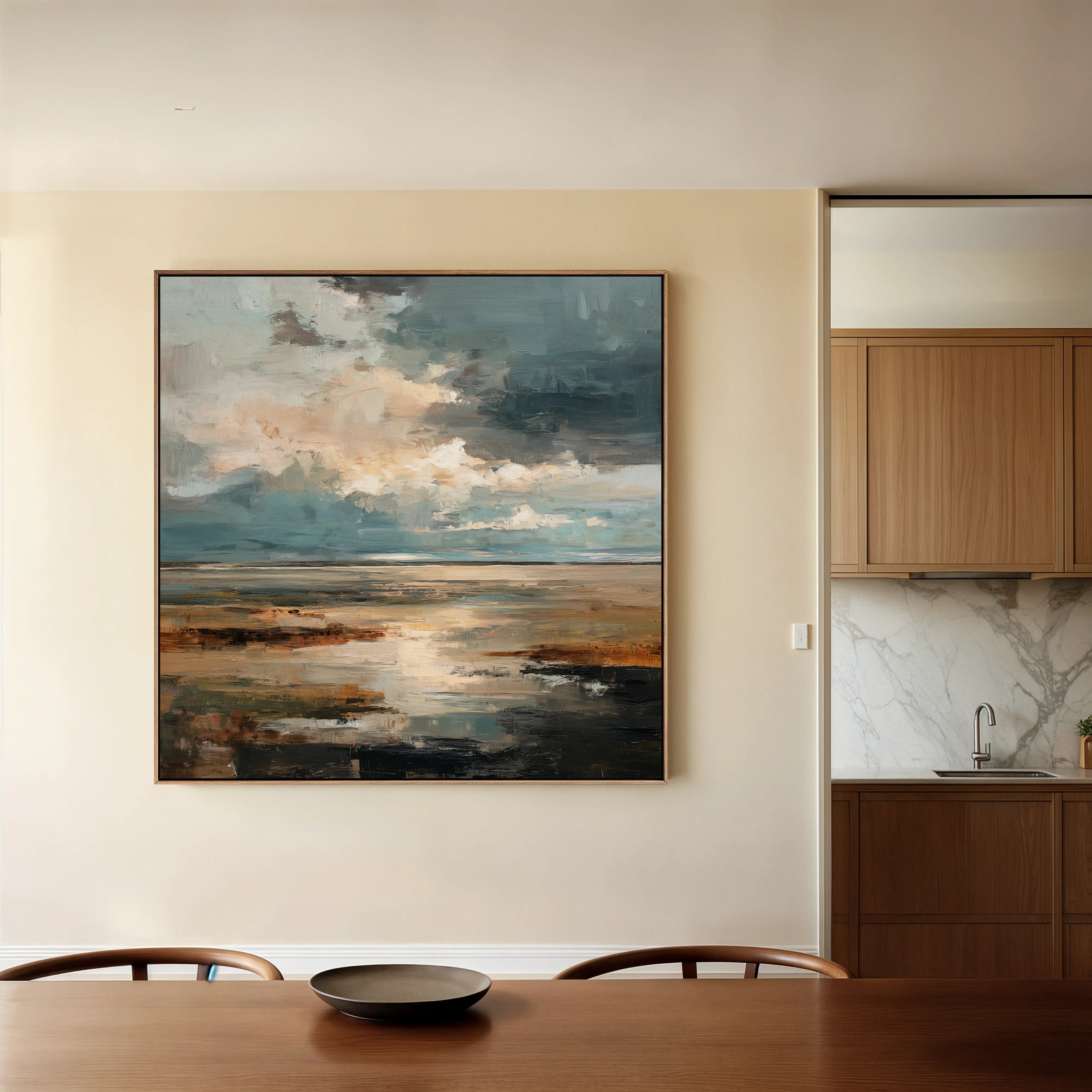 Abstract 1291 Canvas Art 16" x 16" / 40 x 40 cm / Black