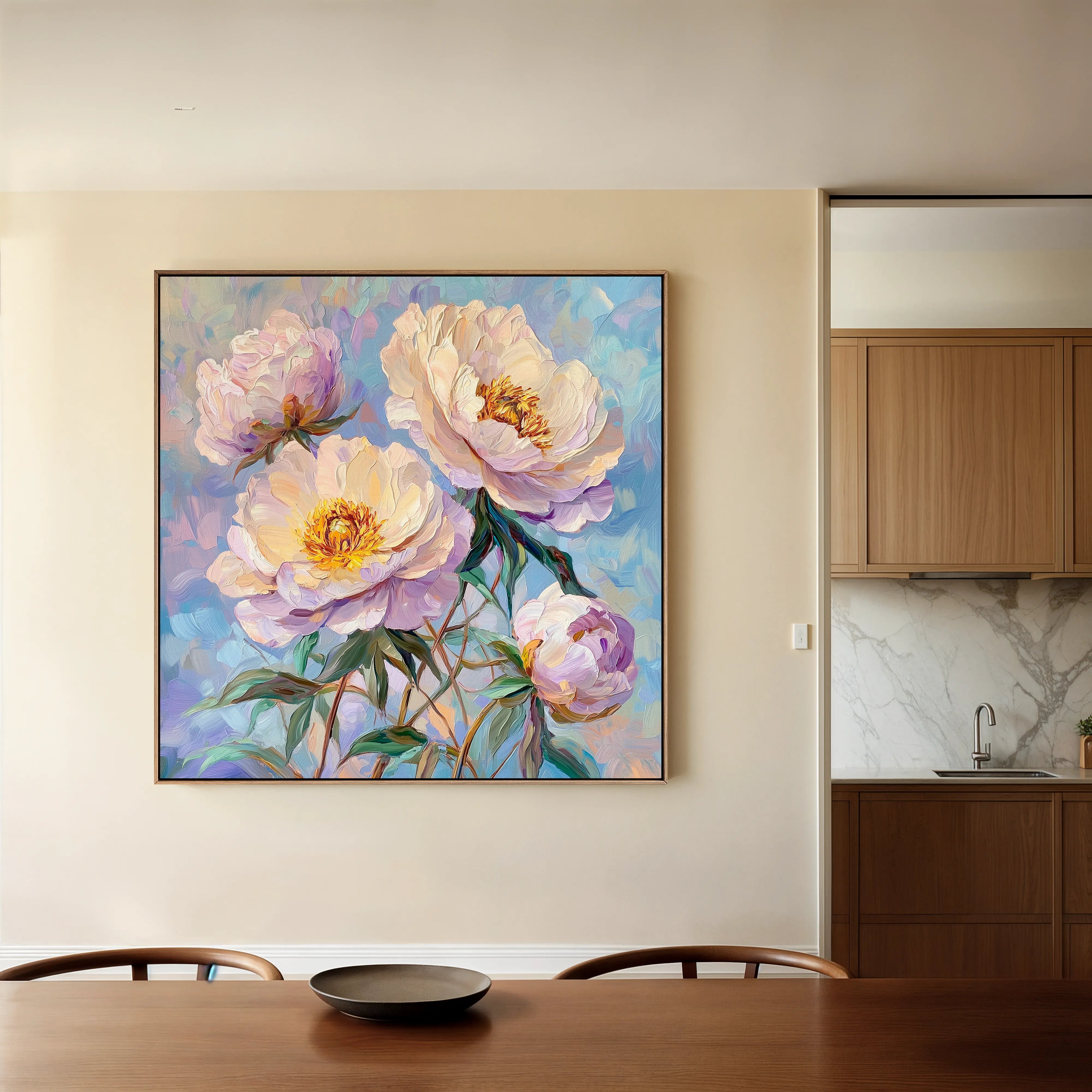 Floral 1291 Canvas Art 16" x 16" / 40 x 40 cm / Black