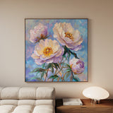 Floral 1291 Canvas Art 16" x 16" / 40 x 40 cm / Black