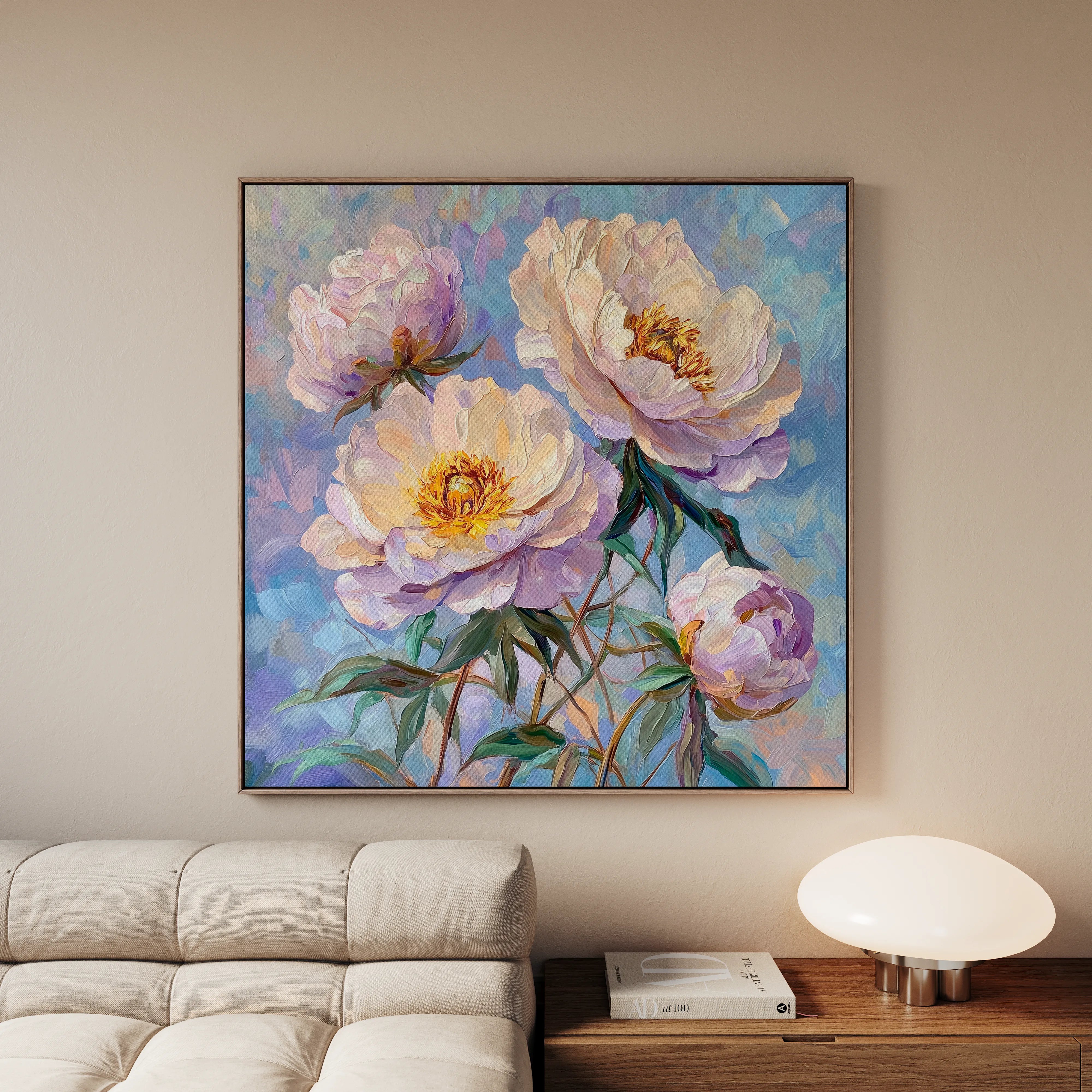 Floral 1291 Canvas Art 16" x 16" / 40 x 40 cm / Black