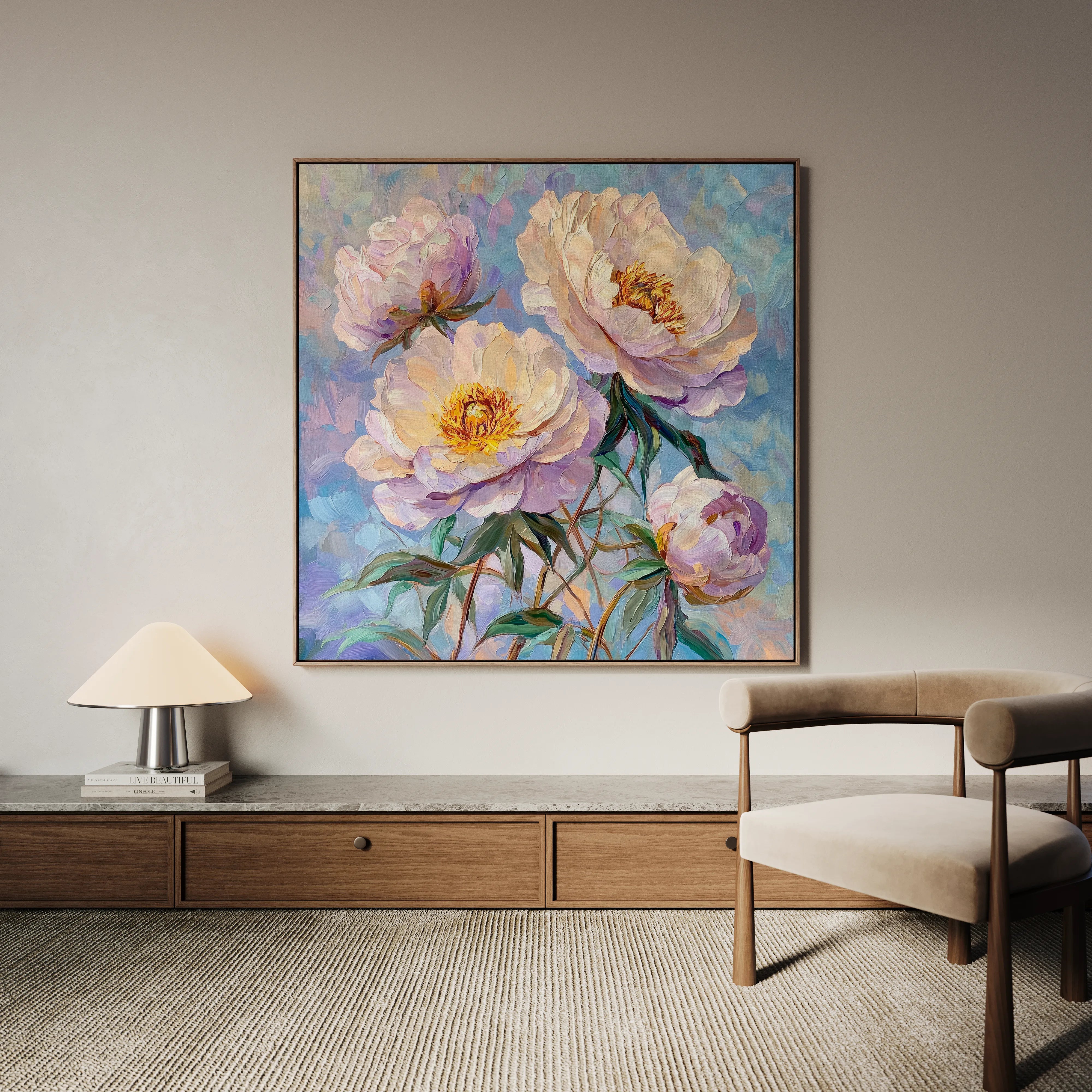 Floral 1291 Canvas Art 16" x 16" / 40 x 40 cm / Black
