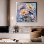 Floral 1291 Canvas Art 16" x 16" / 40 x 40 cm / Black