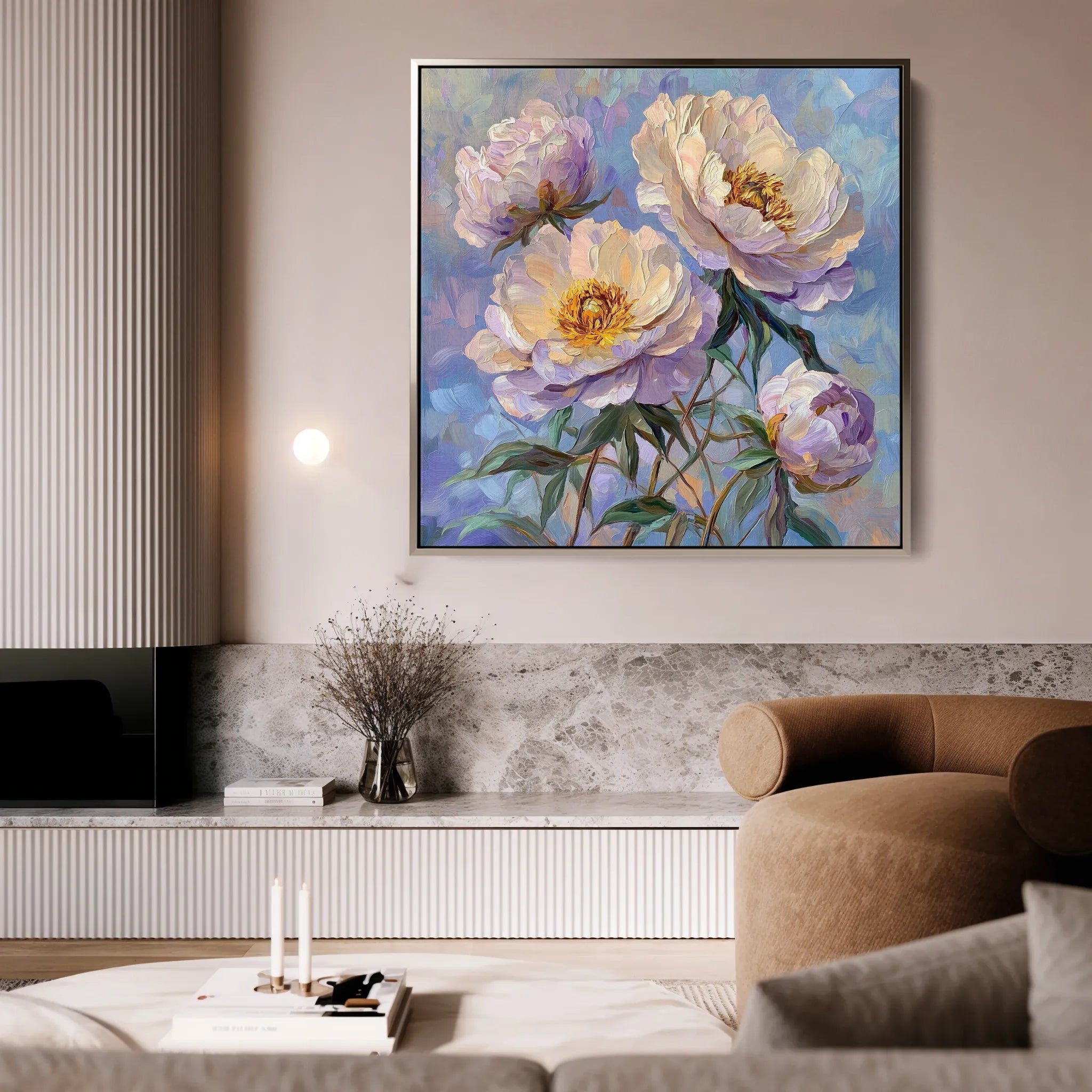 Floral 1291 Canvas Art 16" x 16" / 40 x 40 cm / Black