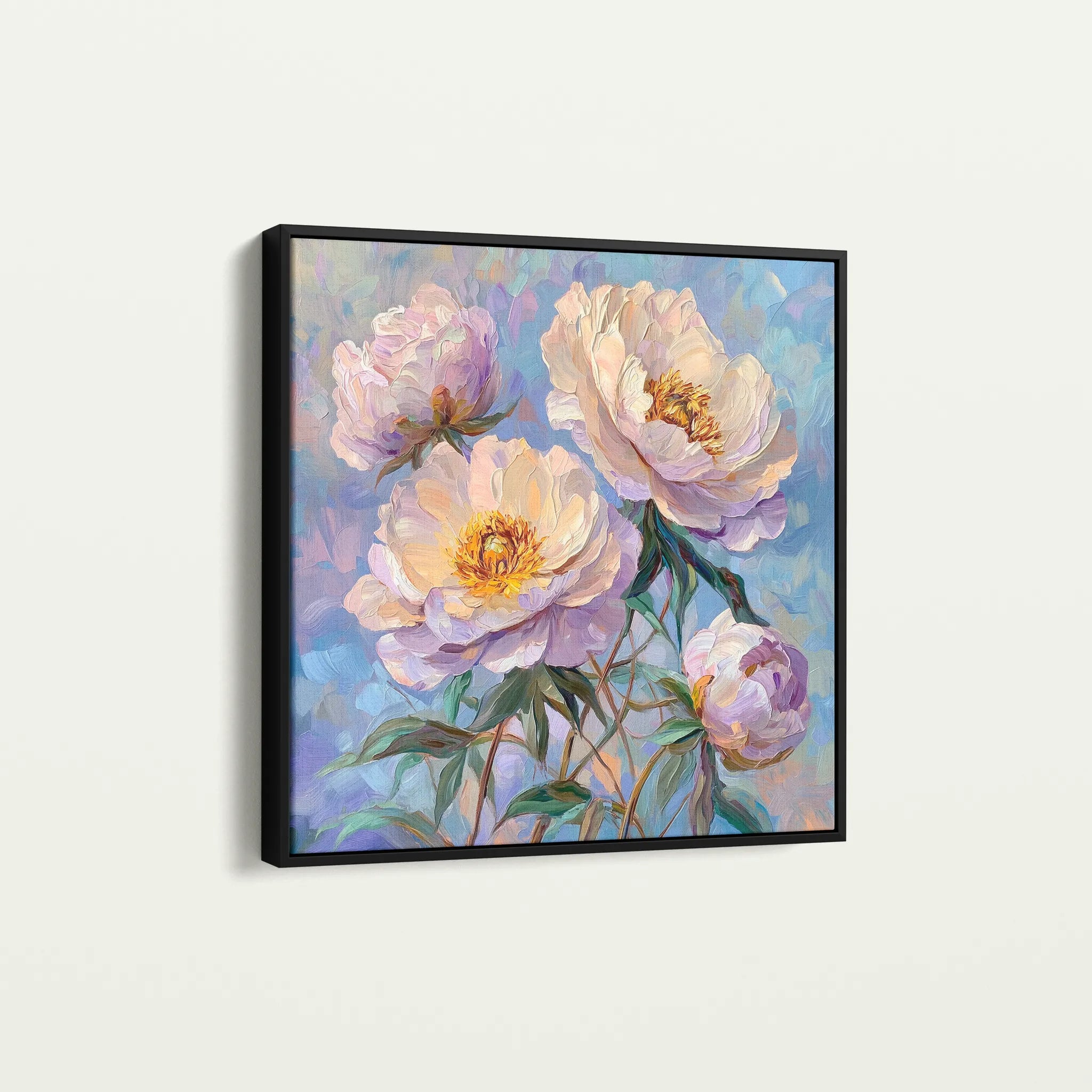 Floral 1291 Canvas Art 16" x 16" / 40 x 40 cm / Black