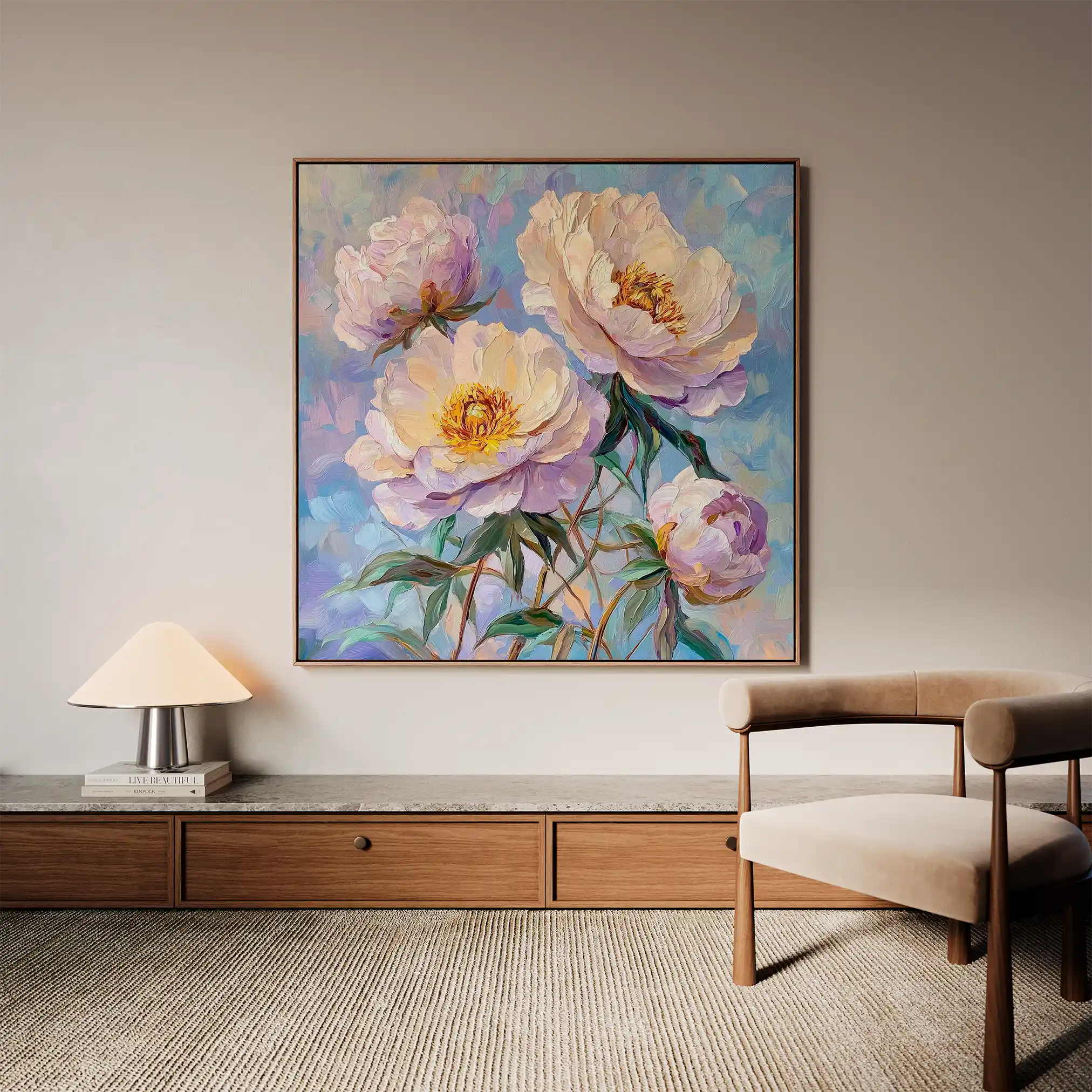 Floral 1291 Canvas Art 60 x 60 cm / Black
