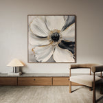 Floral 1292 Canvas Art 16" x 16" / 40 x 40 cm / Black