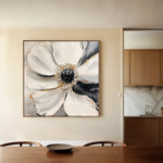 Floral 1292 Canvas Art 16" x 16" / 40 x 40 cm / Black