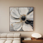 Floral 1292 Canvas Art 16" x 16" / 40 x 40 cm / Black